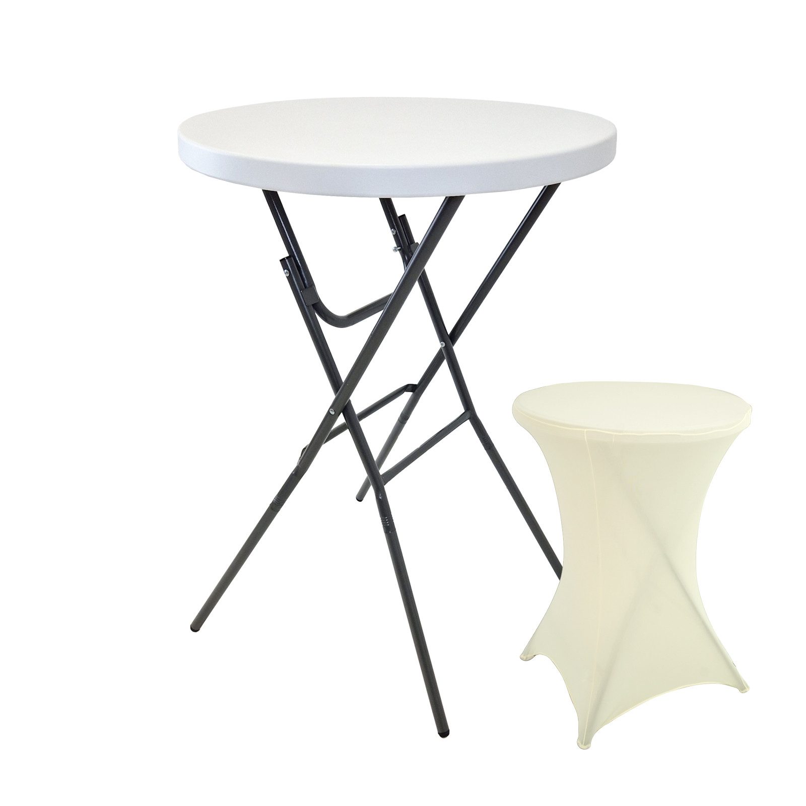 TRUTZHOLM Stehtisch Bistrotisch mit Husse Partytisch klappbar Ø 80 cm Höhe 110 cm, Tisch klappbar und pflegeleicht, Husse bügelfrei und 40° waschbar