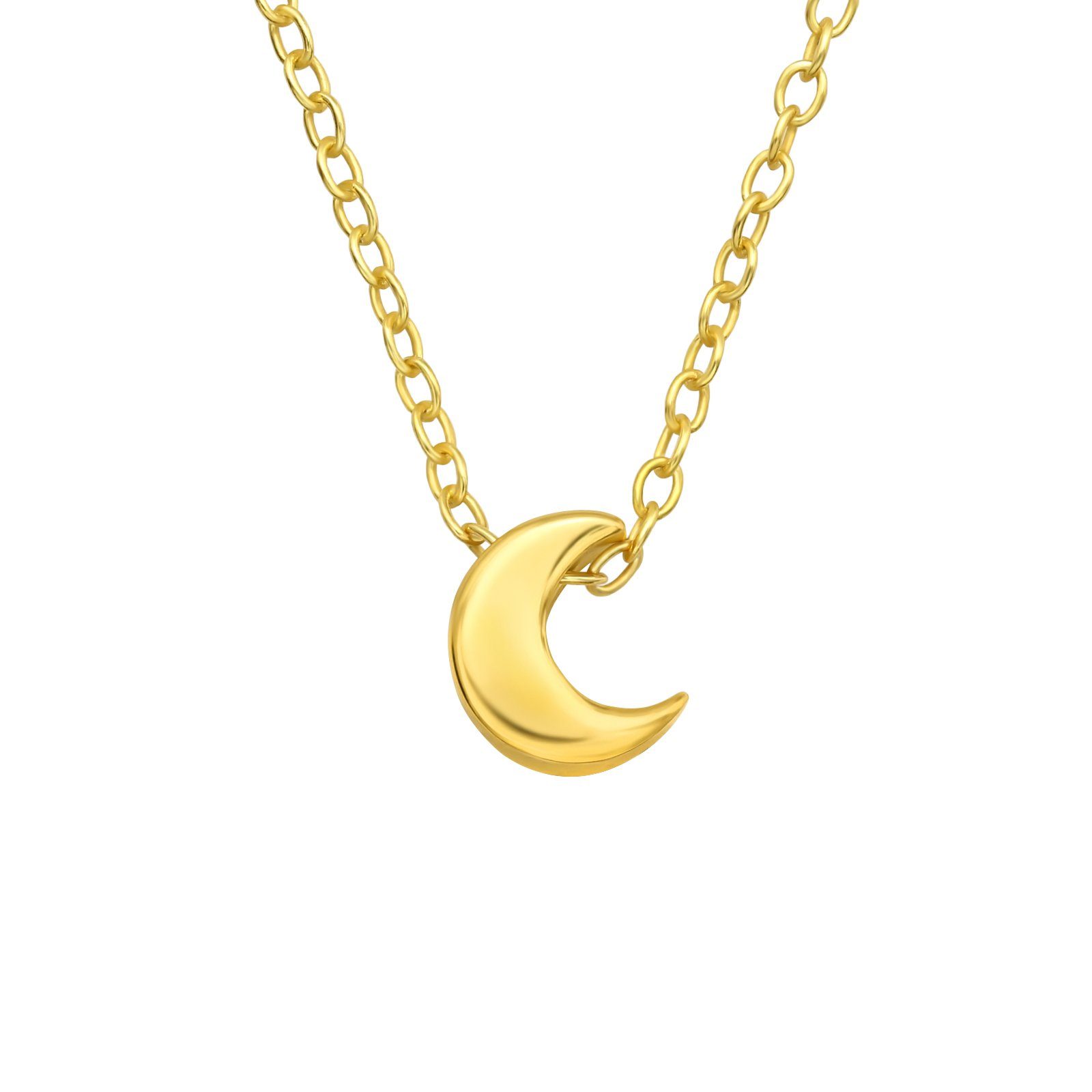 Mond aus 925 Halskette Kette (1-tlg), Necklace BUNGSA Ketten-Set Damen Silber goldfarben