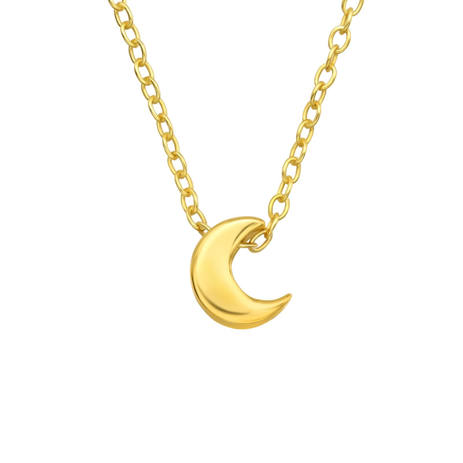 Kette mit Anhänger Kette Mond goldfarben aus 925 Silber Damen