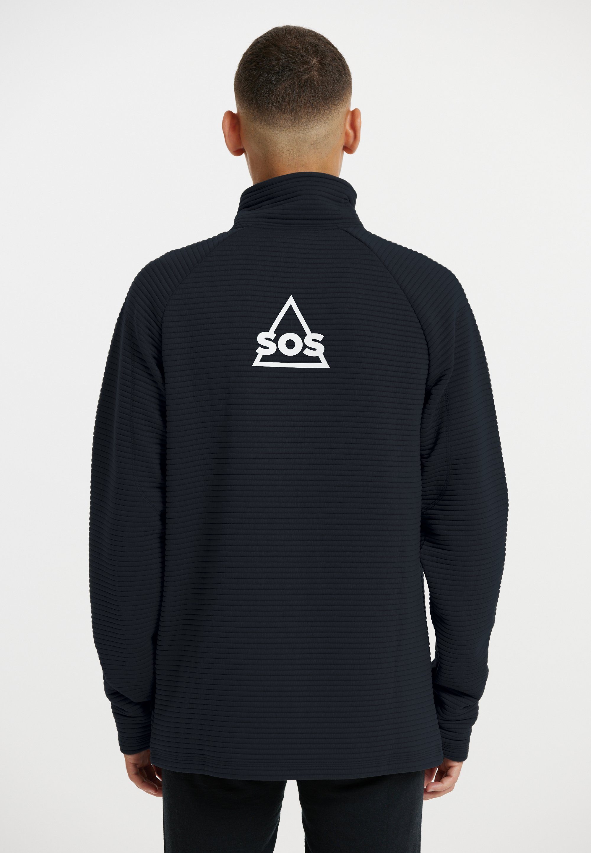 mit Logodetail dunkelblau Muju SOS stilvollem Sweatjacke