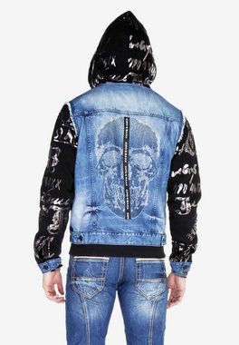 Cipo & Baxx Jeansjacke mit glitzernden Stickereien und Prints