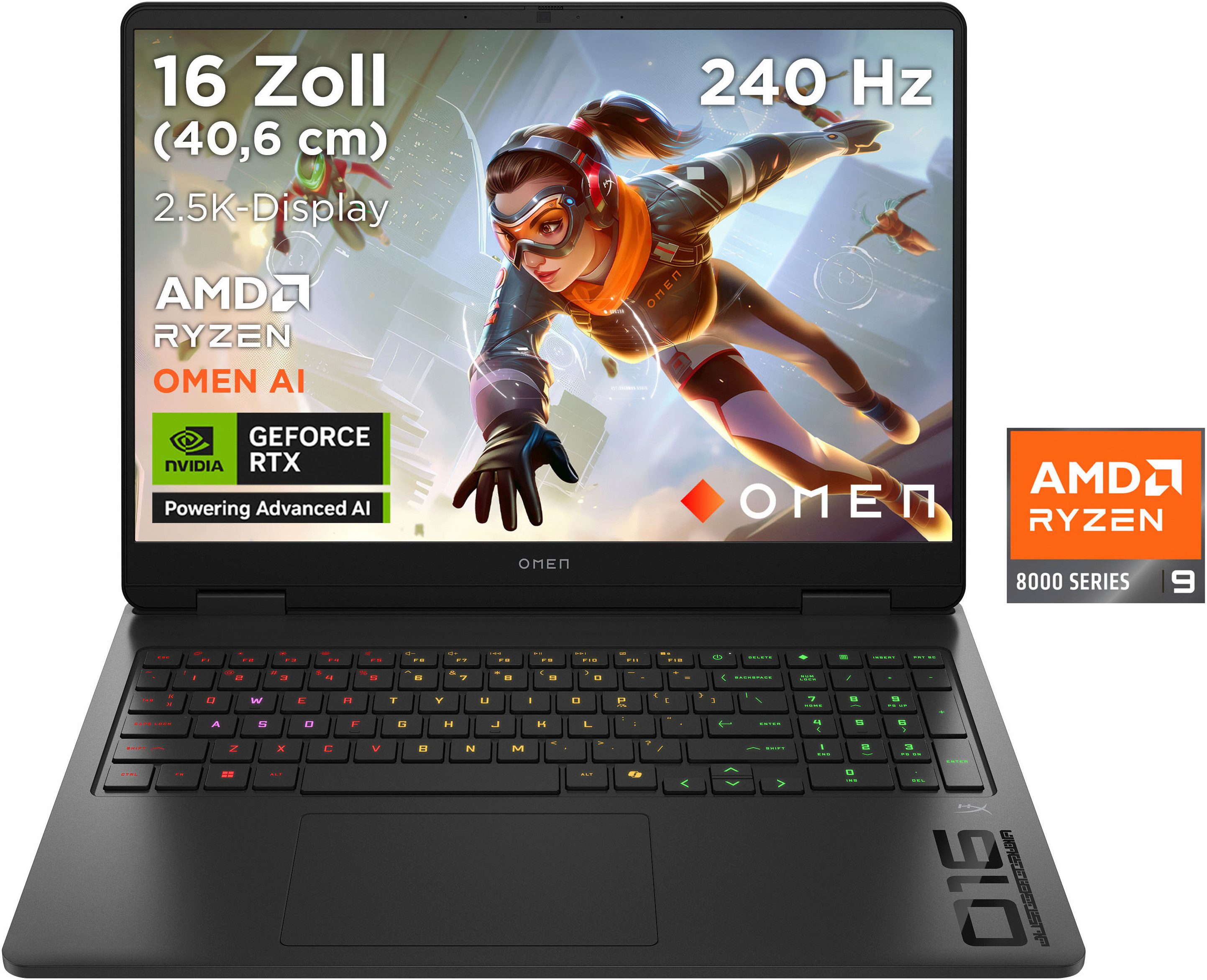 HP Omen 16-ap0095ng Gaming-Notebook (40,6 cm/16 Zoll, AMD Ryzen 9 8940HX, GeForce RTX 5070, 1000 GB SSD)