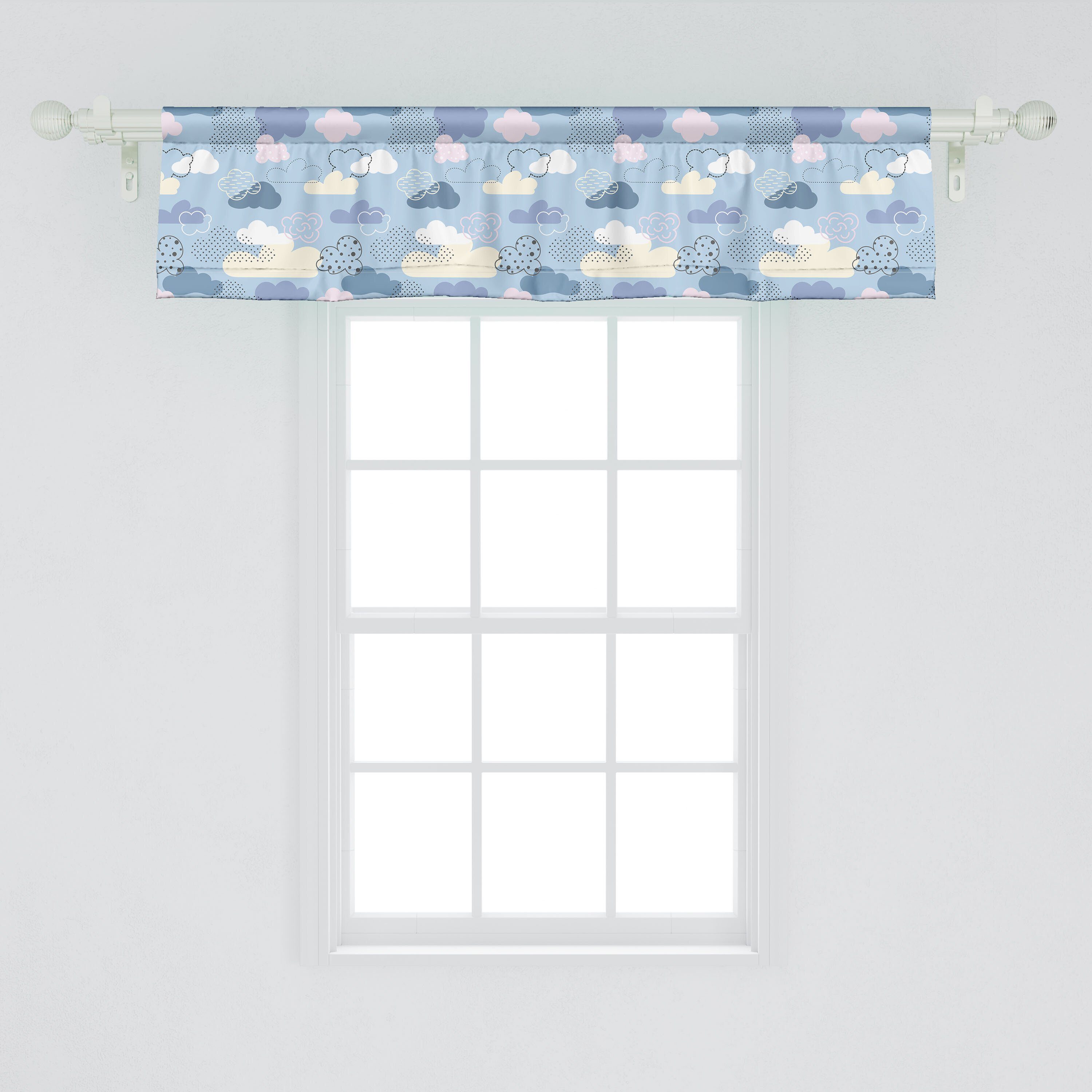 Scheibengardine Vorhang Himmel-Wolken für Schlafzimmer Tupfen Pastell mit Küche Gezeichnet Dekor Microfaser, Volant Stangentasche, Abakuhaus