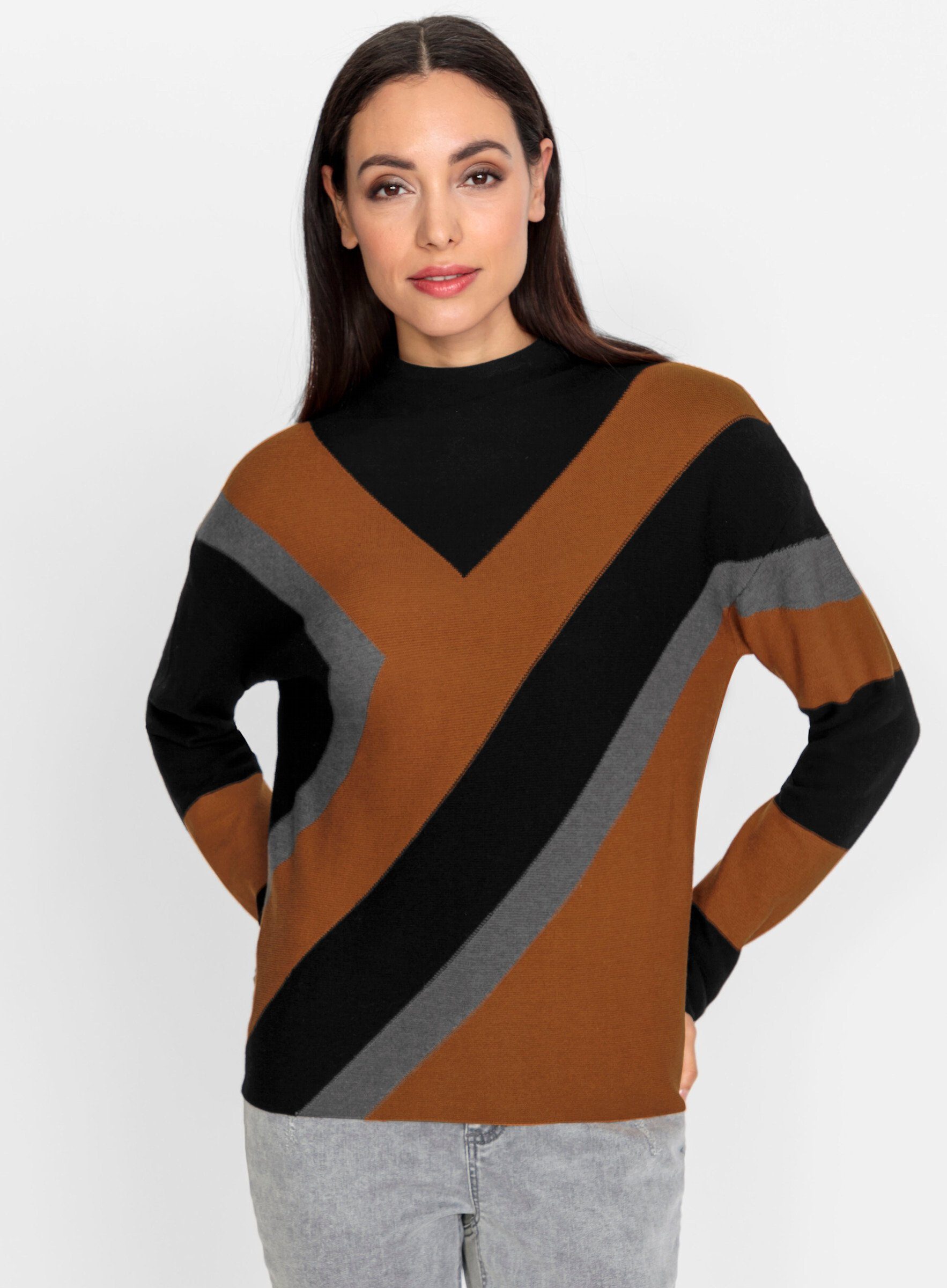 Strickpullover Stehkragenpullover