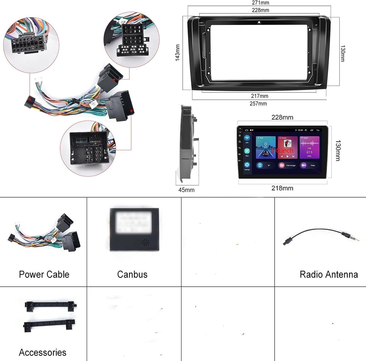 GABITECH für Mercedes Carplay Benz 4GB GL Autoradio 9 Android 12.0 unf Einbau-Navigationsgerät zoll ML