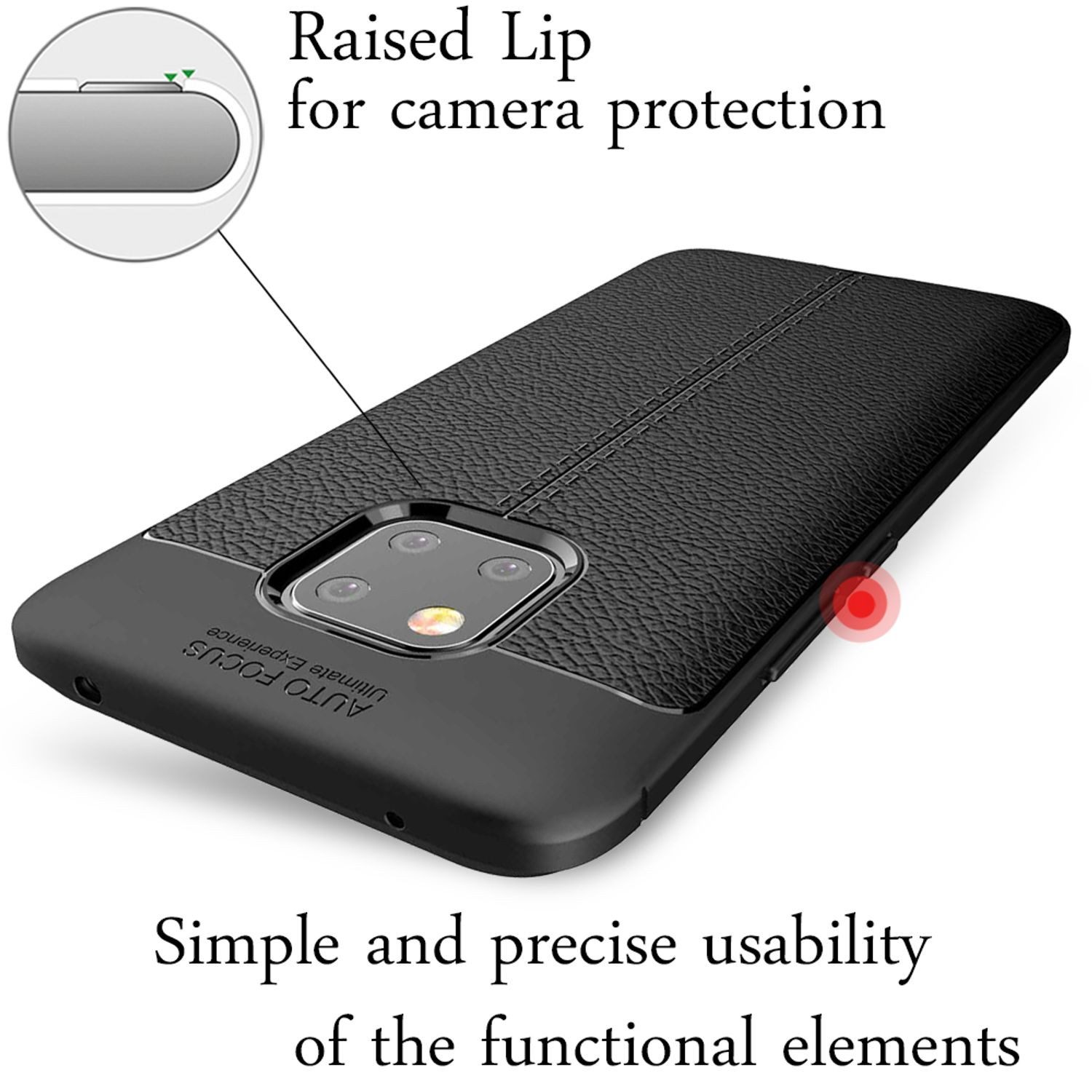 Nalia Smartphone-Hülle Huawei Mate 20 Pro 16,3 cm (6,4 Zoll), Leder Look Silikon Hülle / Anti-Fingerabdruck / Kratzfest / Rutschfest