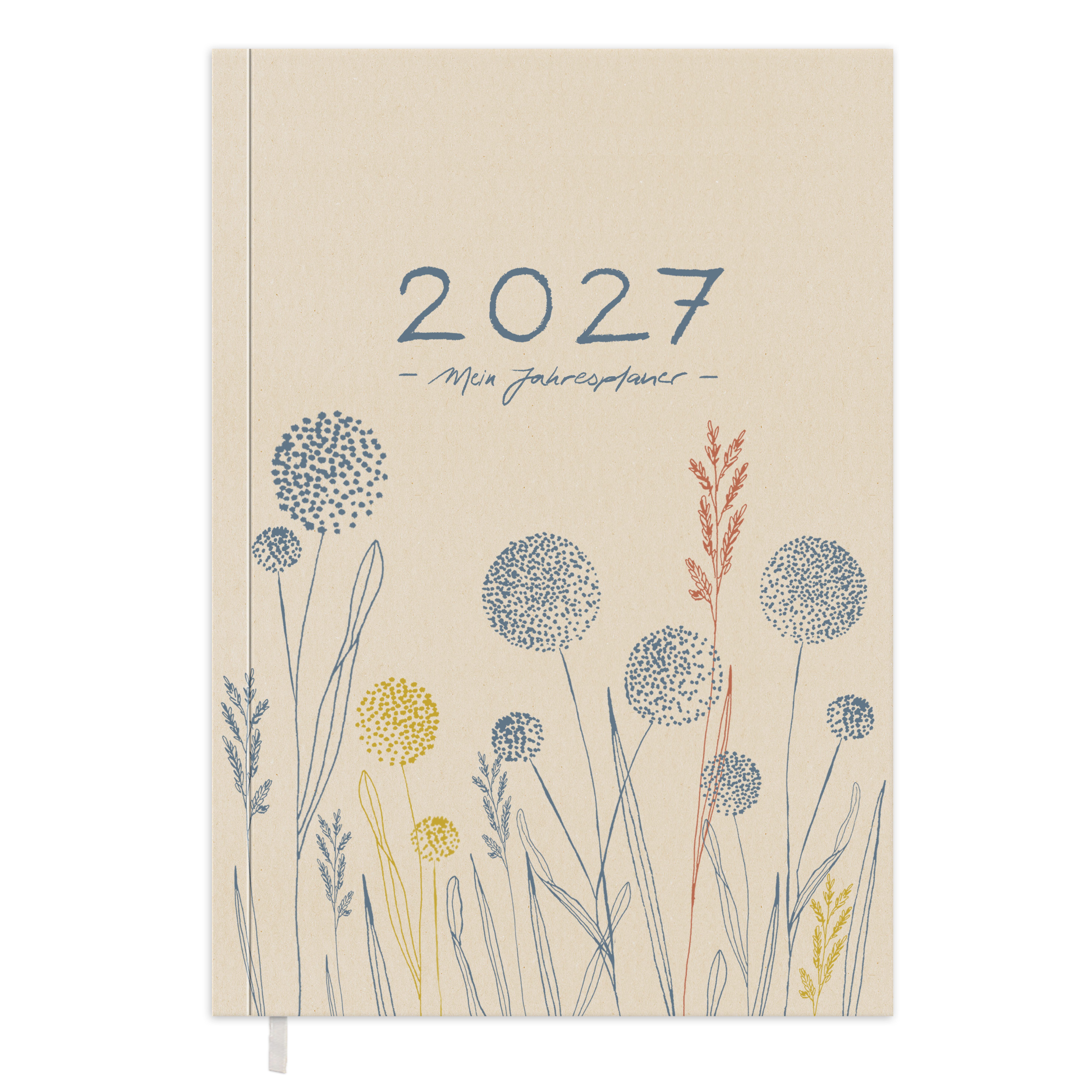 Eine der Guten Verlag Terminkalender Terminkalender Terminplaner 2027 - 365 gute Tage A5, Creme Blau, 1 Seite/ Tag, 408 S. FSC-Papier, Softcover, klimaneutral