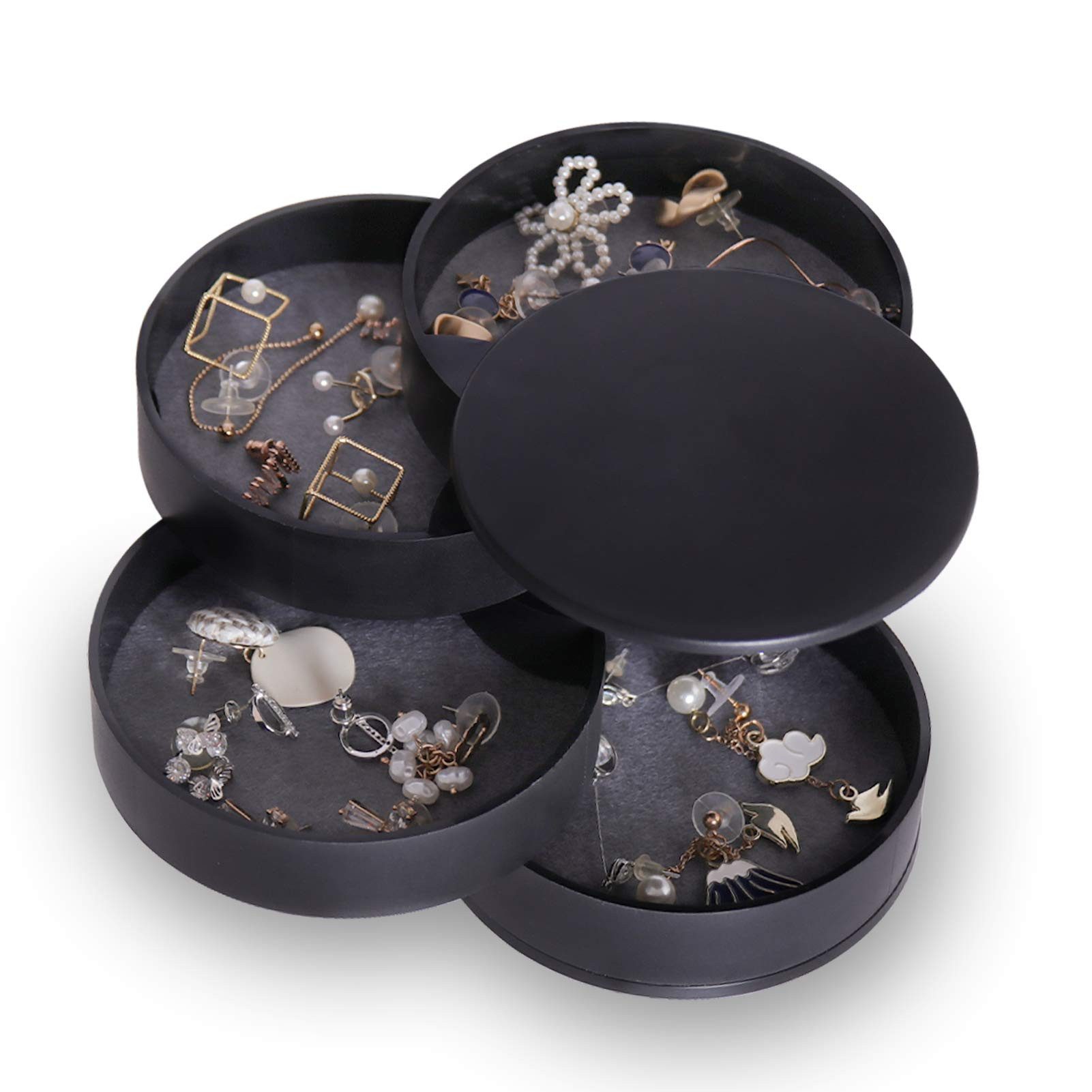 Schmuckkassette Rotierende Damen-Schmuckschatulle 4 Etagen 360° Drehbar Mit Deckel