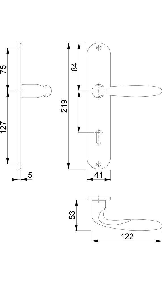 Langschildgarnitur OB 72 Türbeschlag / mm DIN links Verona Messing F49-R rechts HOPPE M151/302