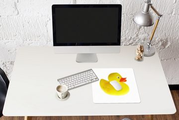 MuchoWow Gaming Mauspad Bade-Ente auf weißem Hintergrund (1-St), Mousepad mit Rutschfester Unterseite, Gaming, 40x40 cm, XXL, Großes