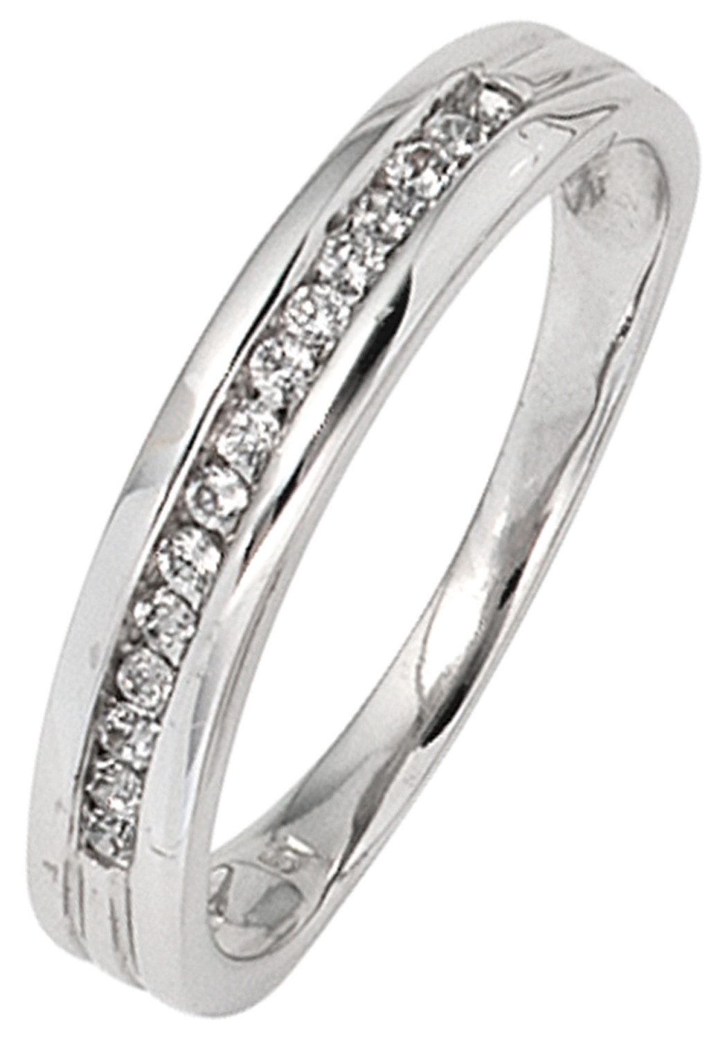 JOBO Diamantring, 585 Weißgold mit 15 Diamanten