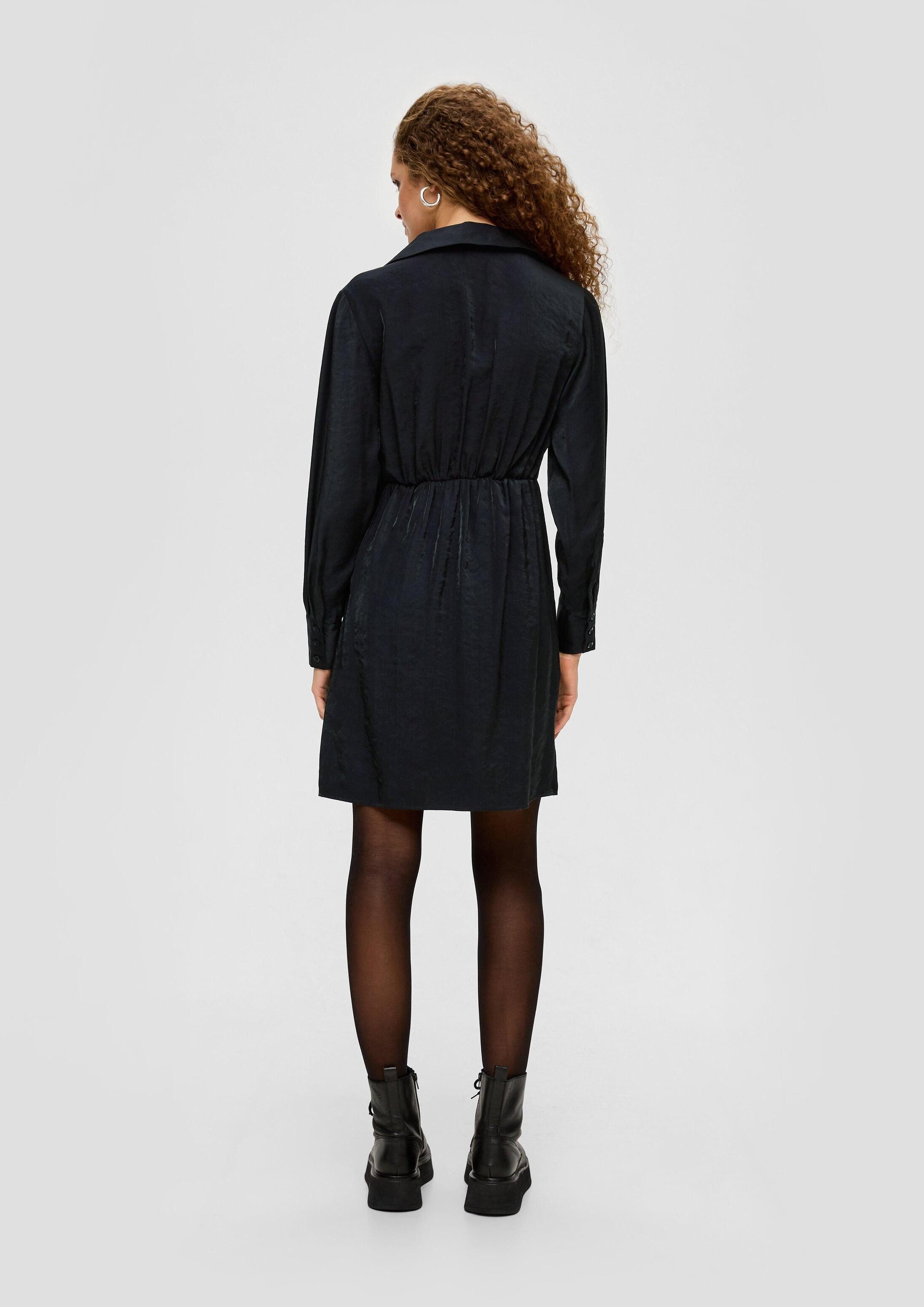 QS Minikleid Kleid Langarmkleid in Wickel-Optik