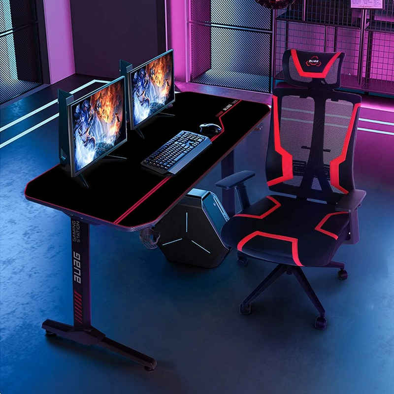 Femor Gamingtisch Gaming Tisch 140cm Gaming Schreibtisch Computertische