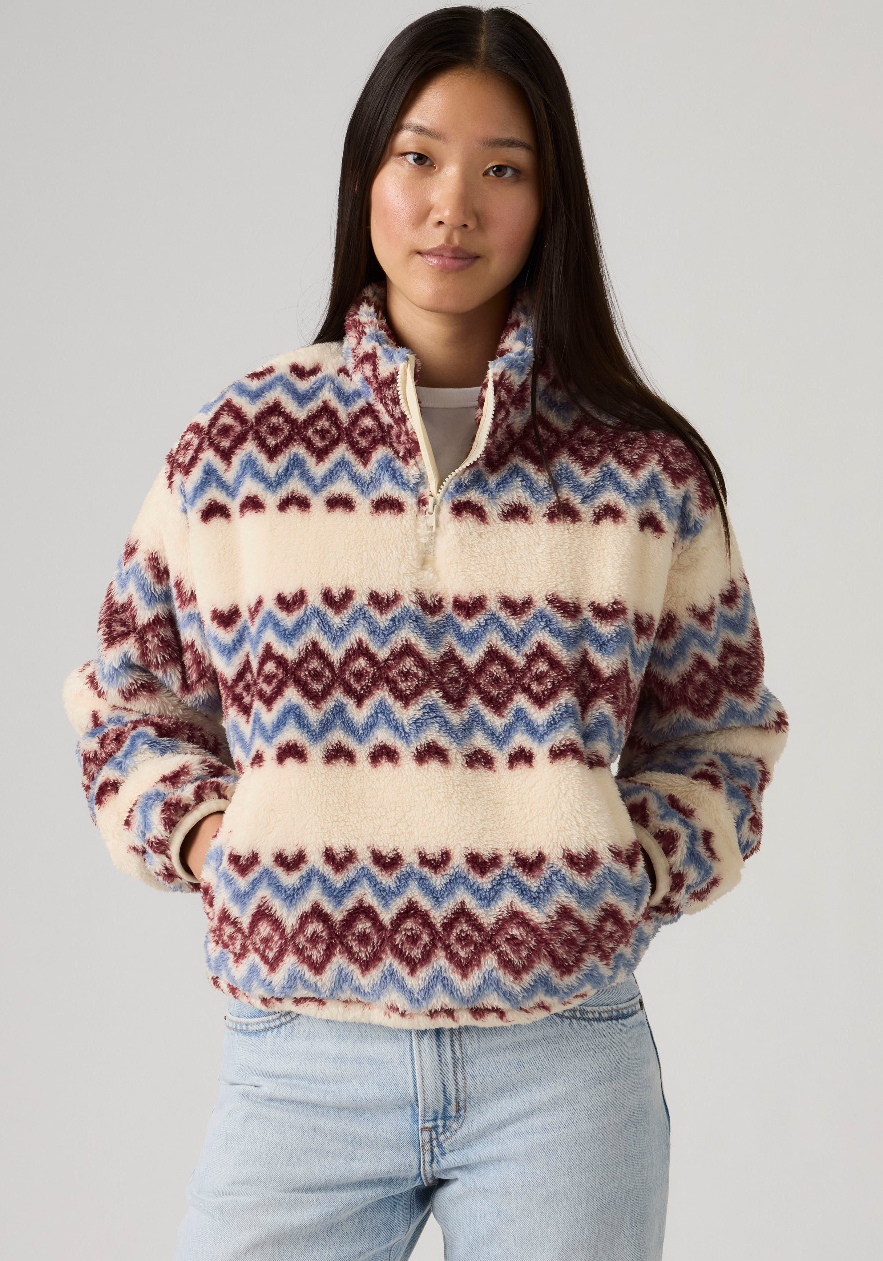 Levi's® Fleecepullover GEMMA SHERPA 1/4 ZIP Saumabschluss in der Weite regulierbar