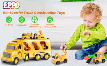 Vivitar Spielzeug-LKW 5-in-1 Spielzeugautos Baufahrzeug Spielzeug für Kleinkinder, (für Kinder ab 3 Jahren - Sicher und langlebig, Hochwertiger Kunststoff, abgerundete Kanten - Töne & Blinklicht, 5-tlg., mit Friktionsantrieb: Einfach schieben für Transport+Rückzugsfunktion), Weihnachts- und Geburtstagsgeschenke für Jungen und Mädchen