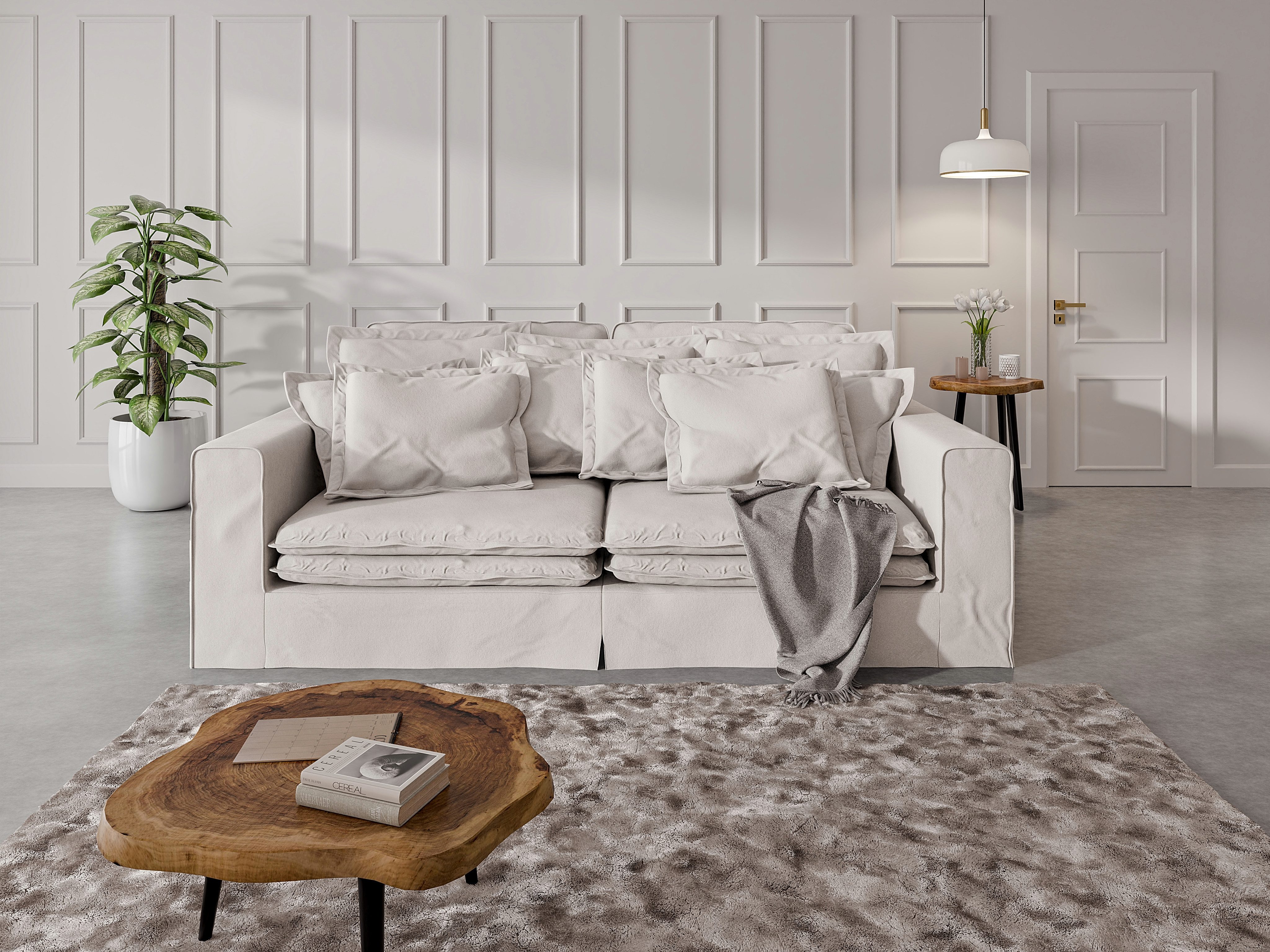 Home affaire 4-Sitzer ALISSAS mit vielen Kissen, Biesen an den Kissen, Hussenoptik, mit kleinen Taschen an der Seite zum Verstauen