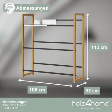 holz4home Mehrzweckregal Getränkekistenregal Eiche Edelstahl 6 Kisten 106x32x112 cm