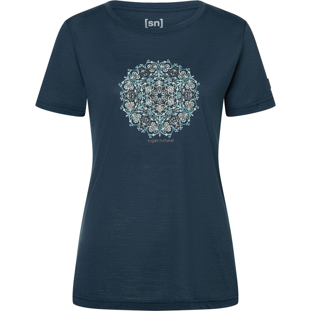 SUPER.NATURAL Kurzarmshirt W Ornament Tee Leichtes Damen-T-Shirt mit schnelltrocknender Wolle, atmungsaktiv