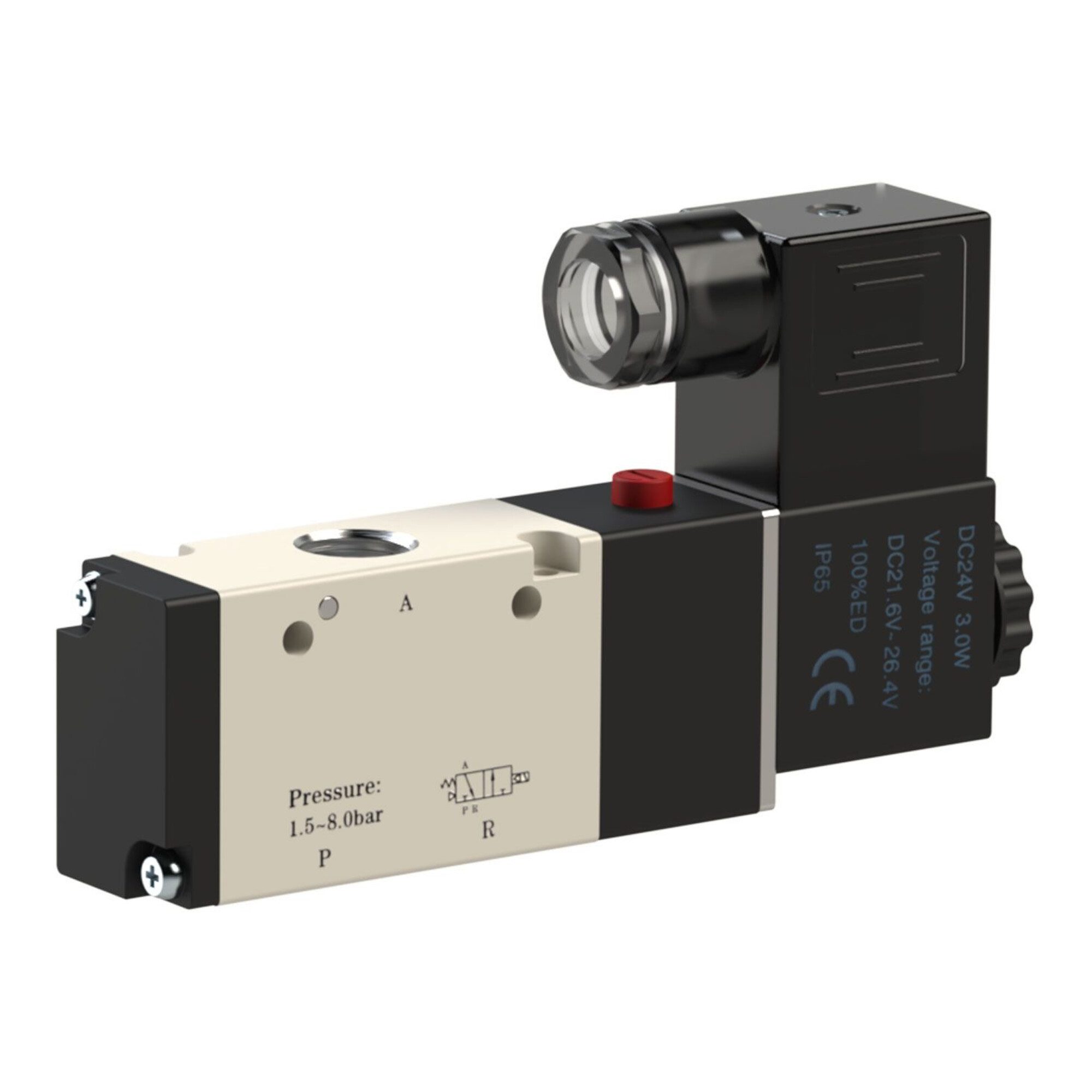 RIEGLER 2-Wege-Ventil Riegler 3/2-Wegeventil elektropn., monostabil, NC, G1/4, 24VDC, 1300l