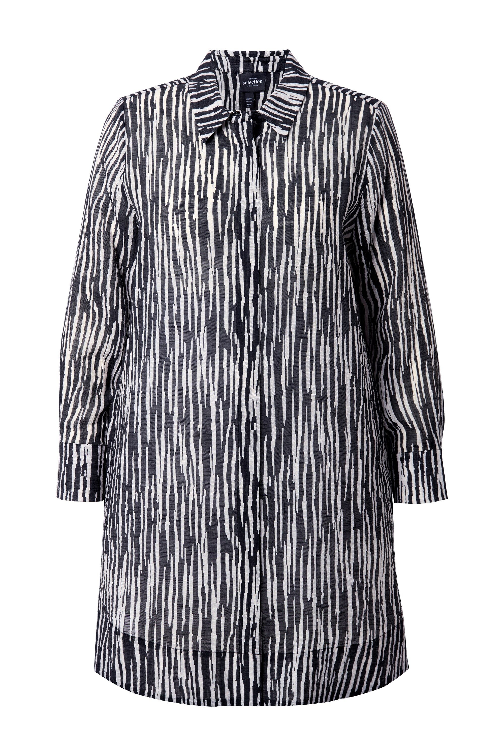 Ulla Popken Longbluse Longbluse Struktur Hemdkragen Langarm günstig online kaufen