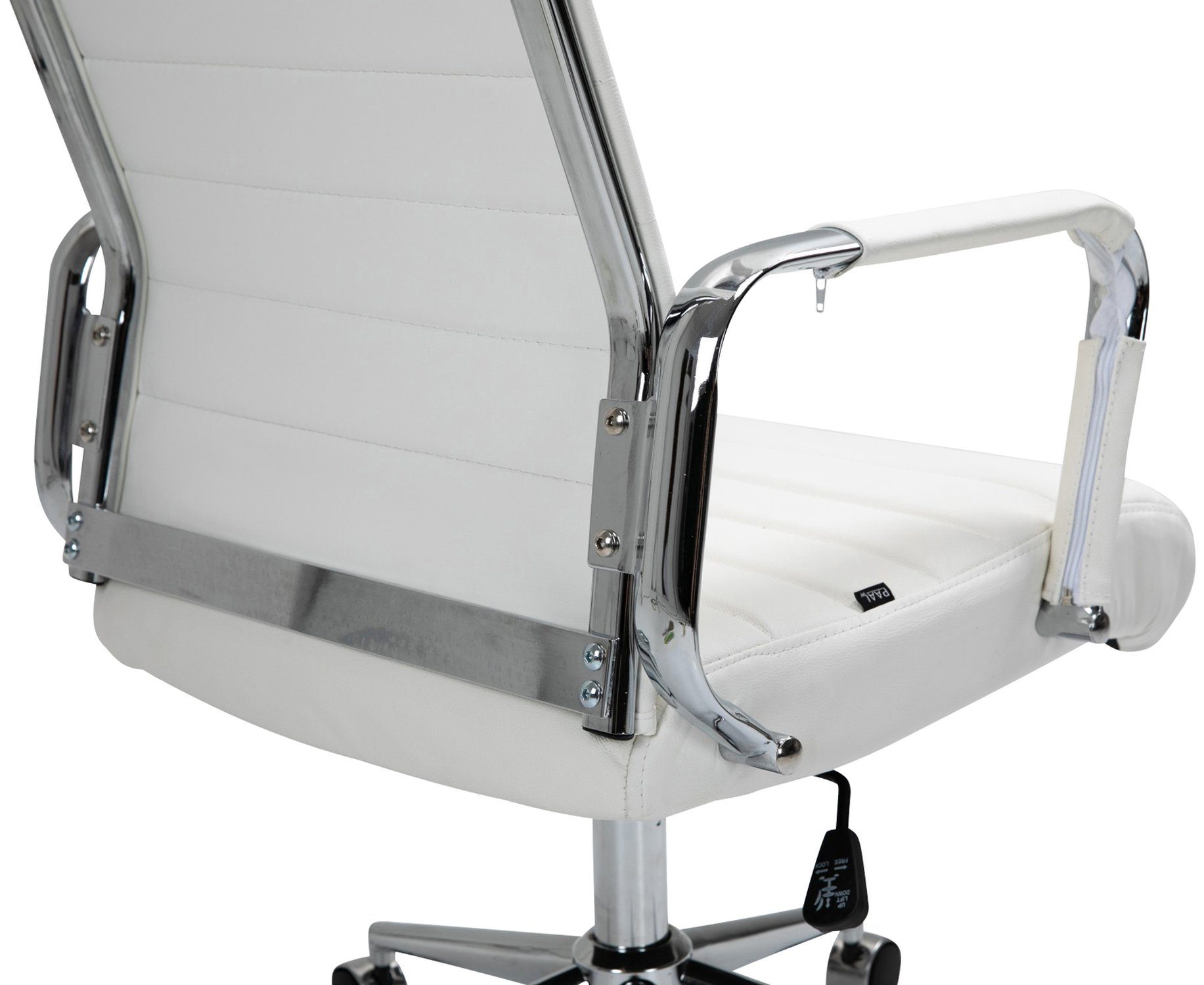 TPFLiving Bürostuhl Koro bequemer 360° höhenverstellbar Rückenlehne chrom Echtleder und Drehstuhl, - mit weiß Gestell: Metall drehbar (Schreibtischstuhl, Bürostuhl - Chefsessel, XXL), Sitz