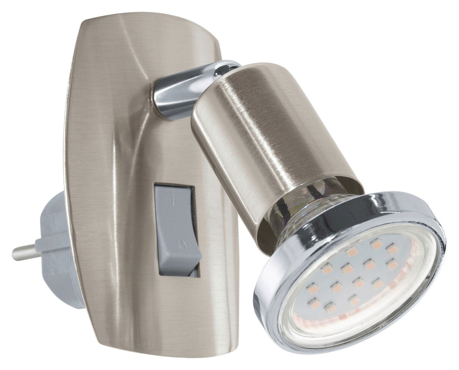 LED Lampenschirm 10 Warmweiß, Steckdosenleuchte wechselbar, LED MINI, Nickelfarben cm, H Chromfarben, Stahl, EGLO 1-flammig, verstellbarer matt,