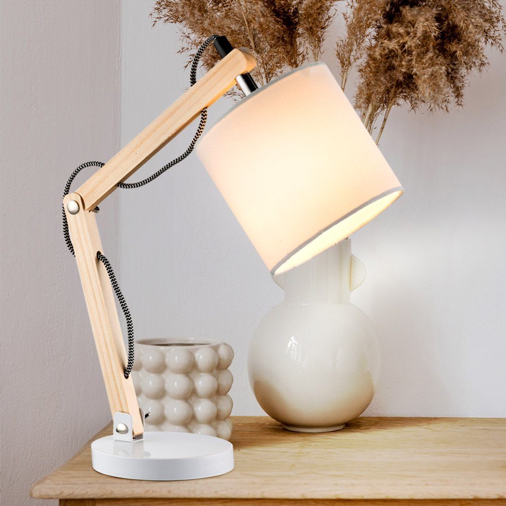 Schreibtischlampe, natur Tischleuchte inklusive, Landhaus 44cm nicht weiß Leuchtmittel H etc-shop Leselampe Holz Tischlampe