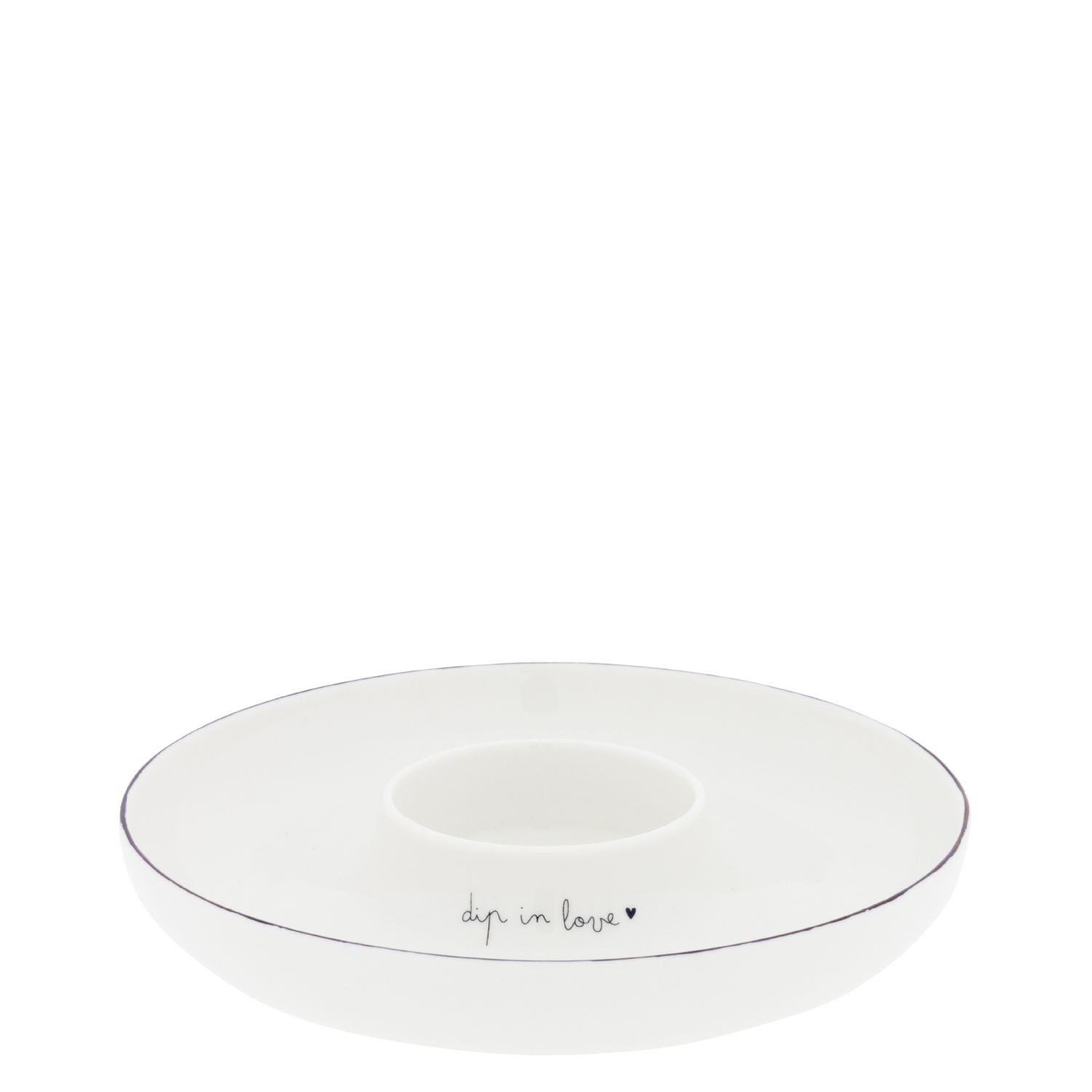 Bastion Collections Dipschale Weiß, Durchmesser 19 cm, Keramik, Spülmaschinengeeignet, Weiß, Motiv: Schriftzug