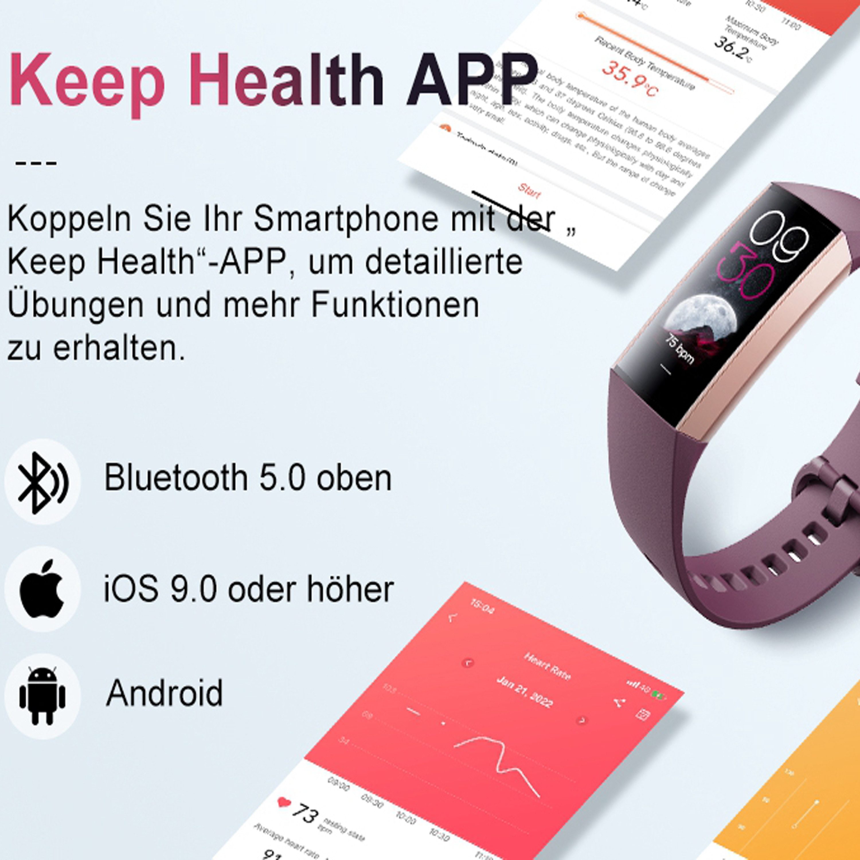 ibettertec Fitness Tracker Uhr mit Anruffunktion für Damen Herren Smartwatch Smartwatch (1.1" AMOLED-Display Zoll Zoll) 5 ATM IP68 Wasserdicht Fitness Tracker mit Schrittzähler Pulsuhr Blutdruck Messgerät für Android iOS, Schlaf-Monitor, Activity Tracker, SpO2, Kalorien-Tracker,Schrittzähler