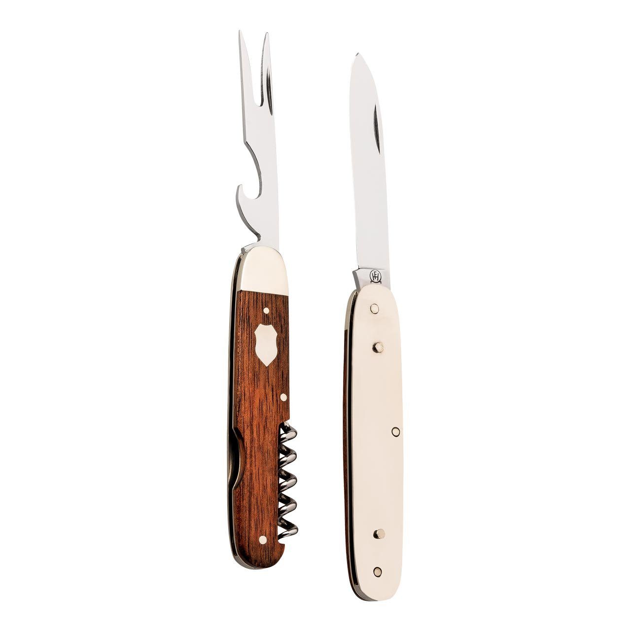 Hartkopf Taschenmesser Rotholz-Griff, Neusilber-Backen, Gravurplättchen, Hartkopf-Solingen Taschenmesser Picknick, Rotholz-Schalen