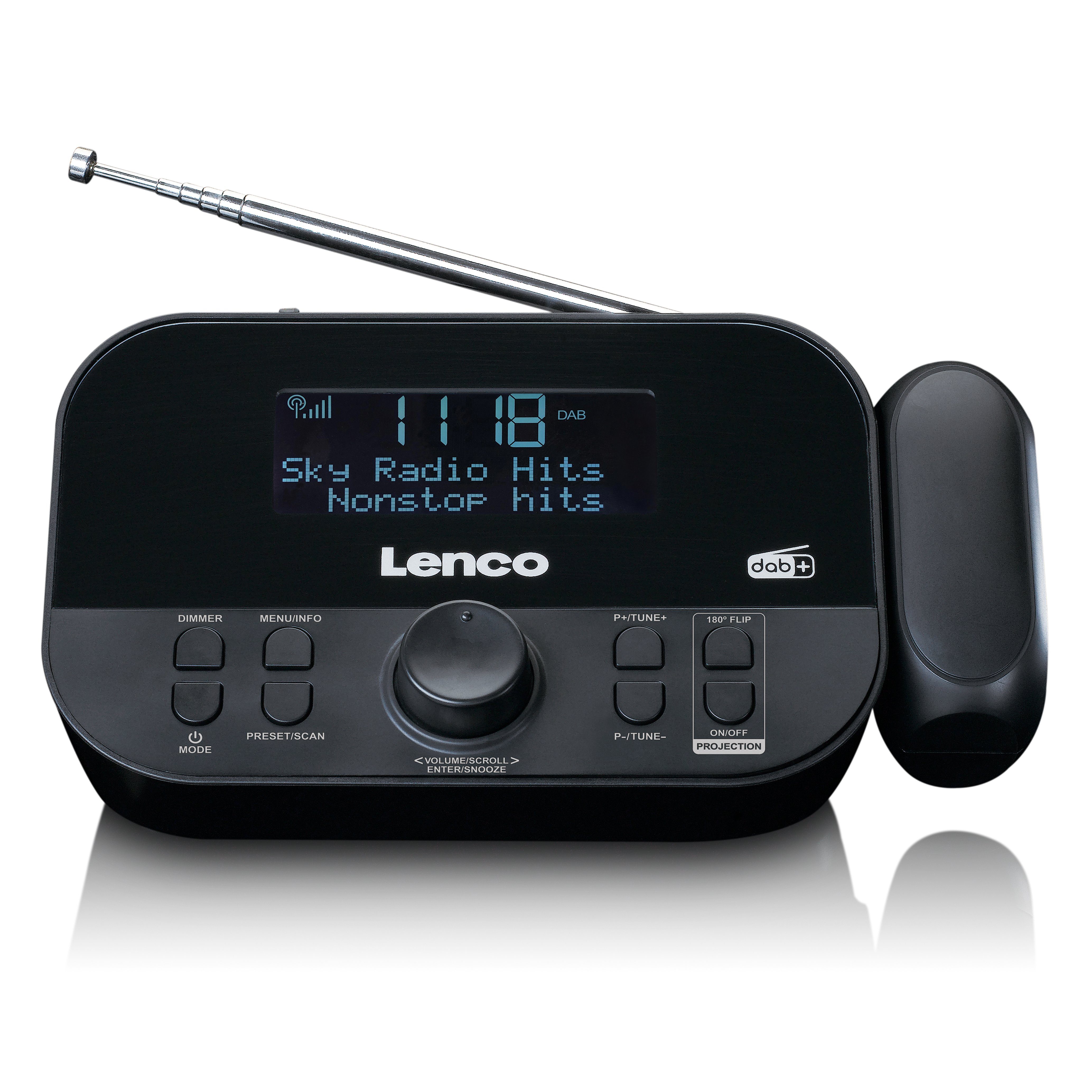 Lenco CR-615BK Digitalradio (DAB) (DAB,FM, 1 W, Радиочасы mit DAB+ und FM Empfang, LED-Zeitprojektion)