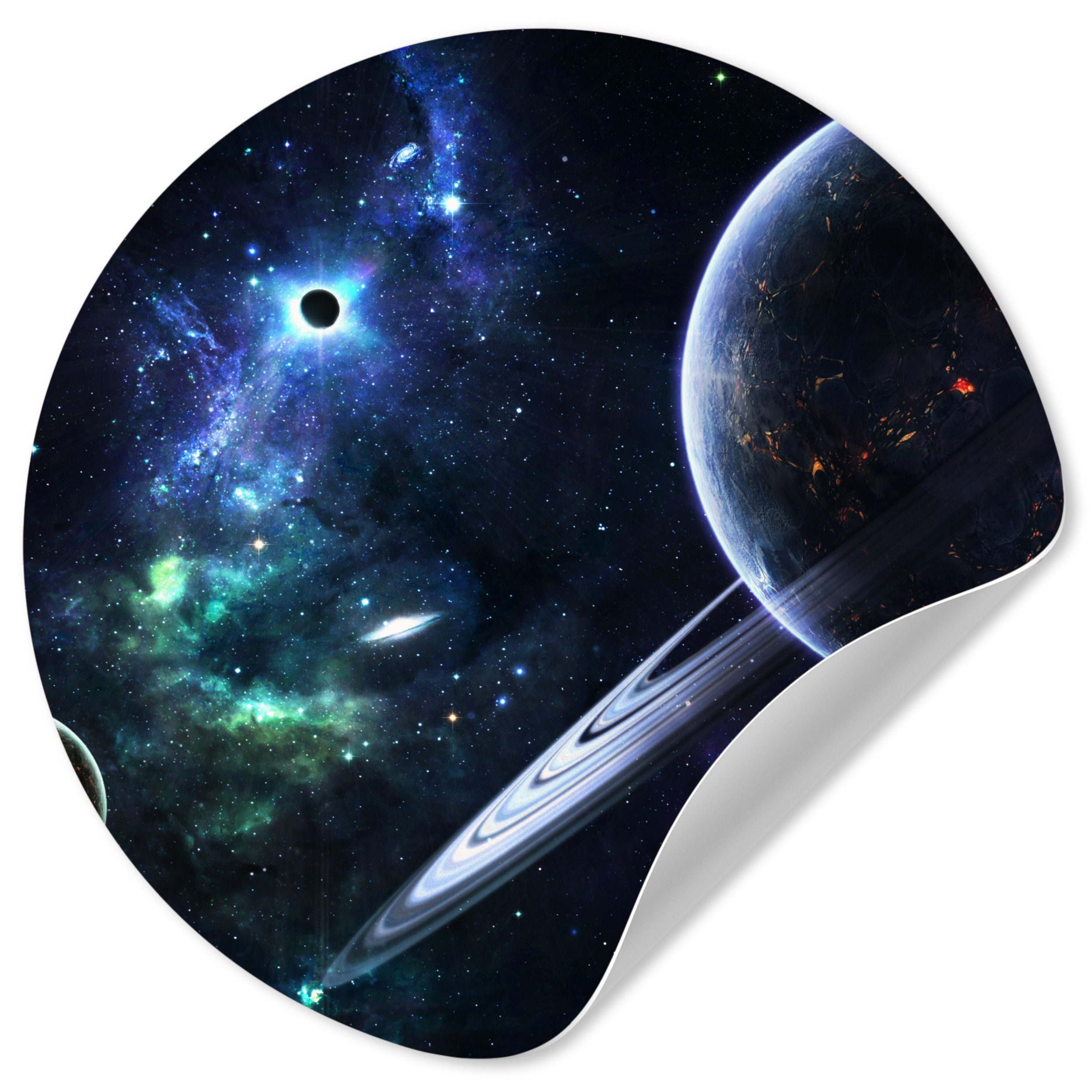 MuchoWow Wandsticker Buntes Bild der Milchstraße mit Planeten (1 St), Wandtattoo Selbstklebend, Wohnzimmer Deko Aufkleber, 30x30 cm