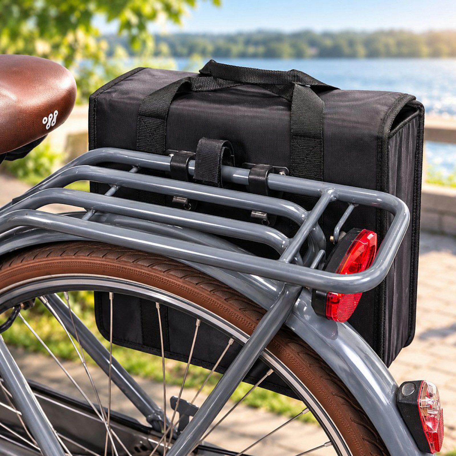 Koopman Fahrradtasche Gepäckträgertasche Einseitig 20L (Stück, Packung), Polyester, Schwarz, 32x34x14cm, Formstabil – Bild 3 von 5