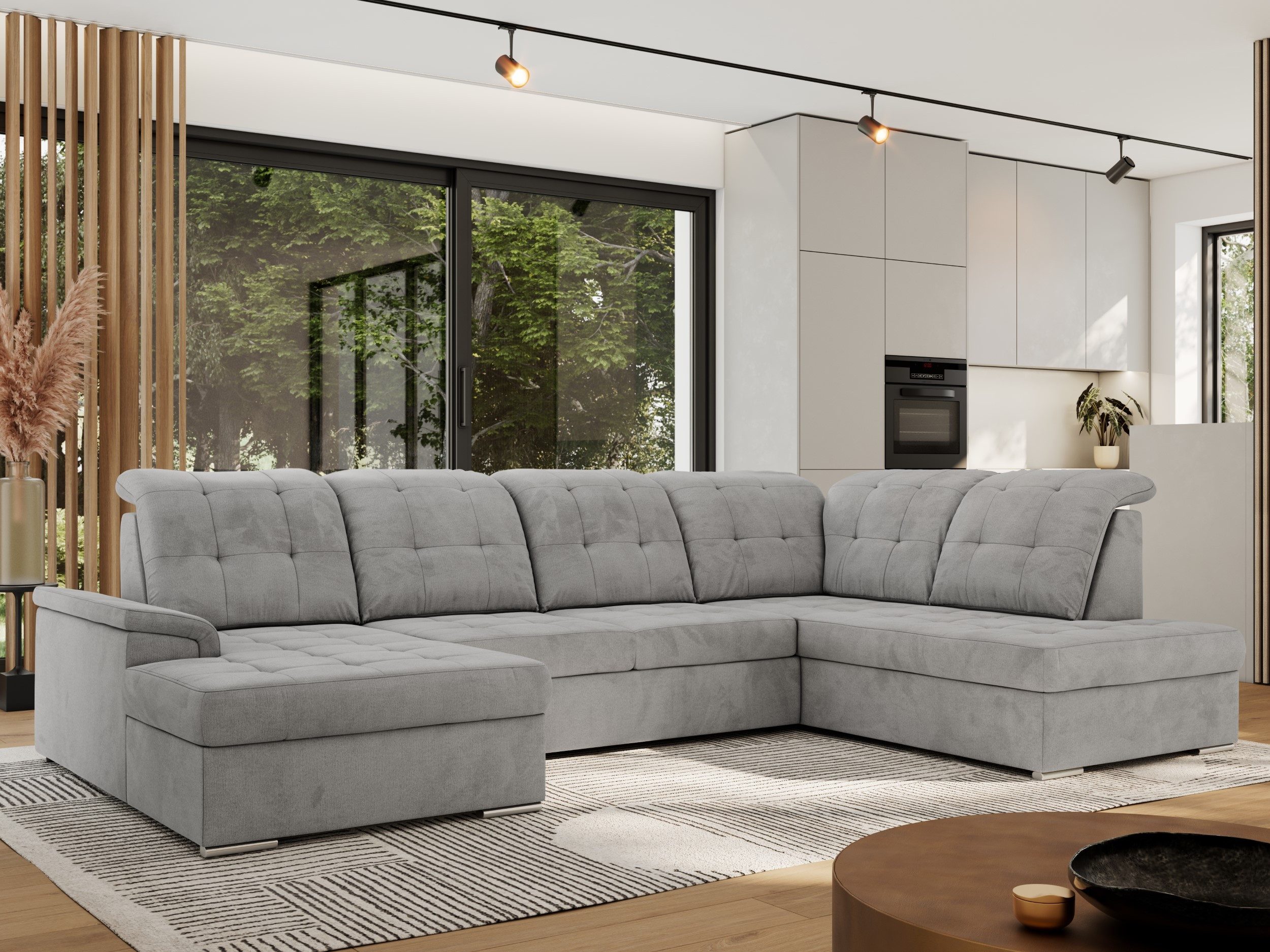 MKS MÖBEL Ecksofa MADRITO U, set, Sofa U-form, mit Schlaffunktion und Bettkasten, Wohnlandschaft