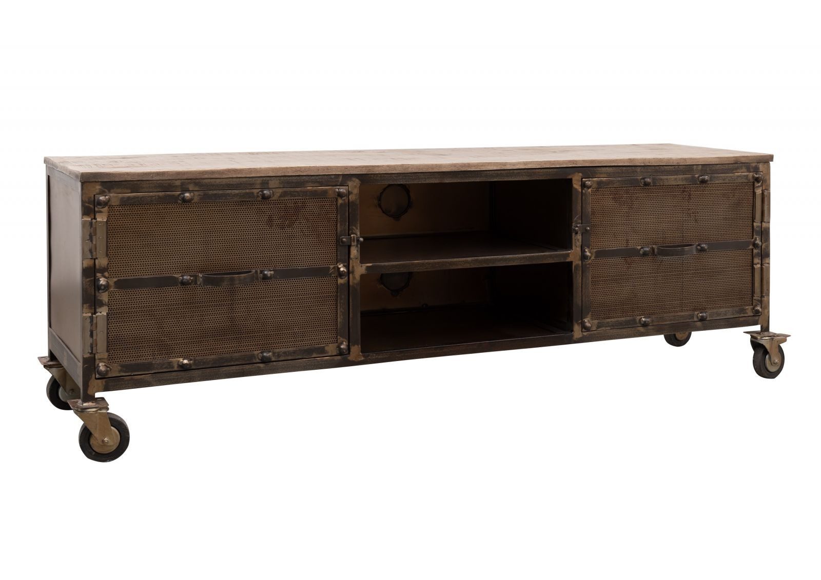Massivmoebel24 TV-Board HEAVY INDUSTRY Mango Massivholz braun (Massivholz montiert 48 kg HEAVY INDUSTRY #233), Mango 170x40x60 cm (BxTxH) braun lackiert