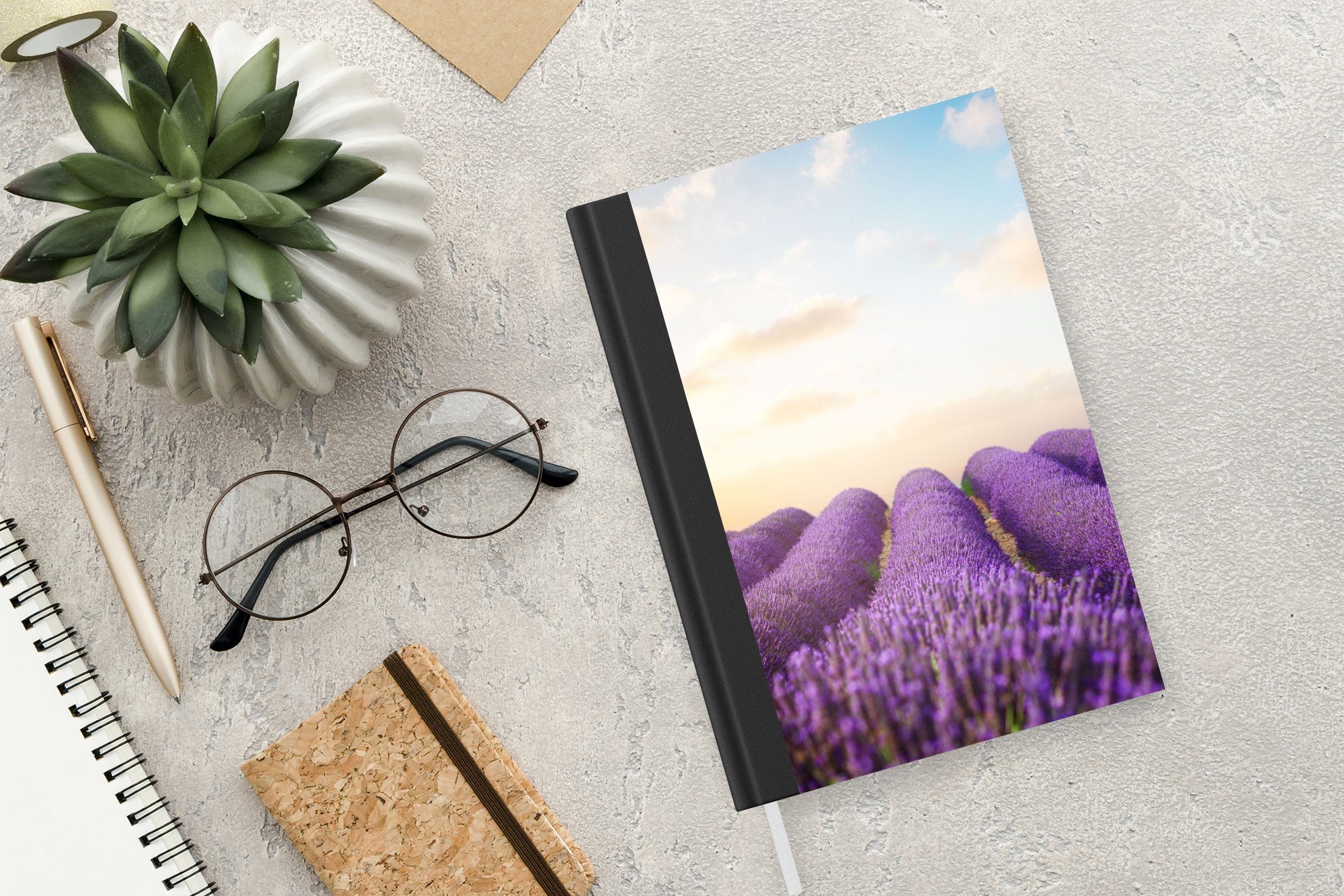 Haushaltsbuch - Himmel - Journal, Blumen, Tagebuch, Merkzettel, Wolken Lavendel Notizbuch Notizheft, 98 - MuchoWow A5, Seiten,