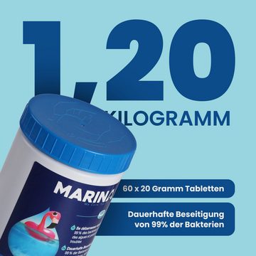 Bestlivings Chlortabletten Marina Multitabs 20g - Multifunktion 5 in 1, (60 x 20 Tabs), Chlortabletten für kleine/mittlere Pools (1x 1,2kg)