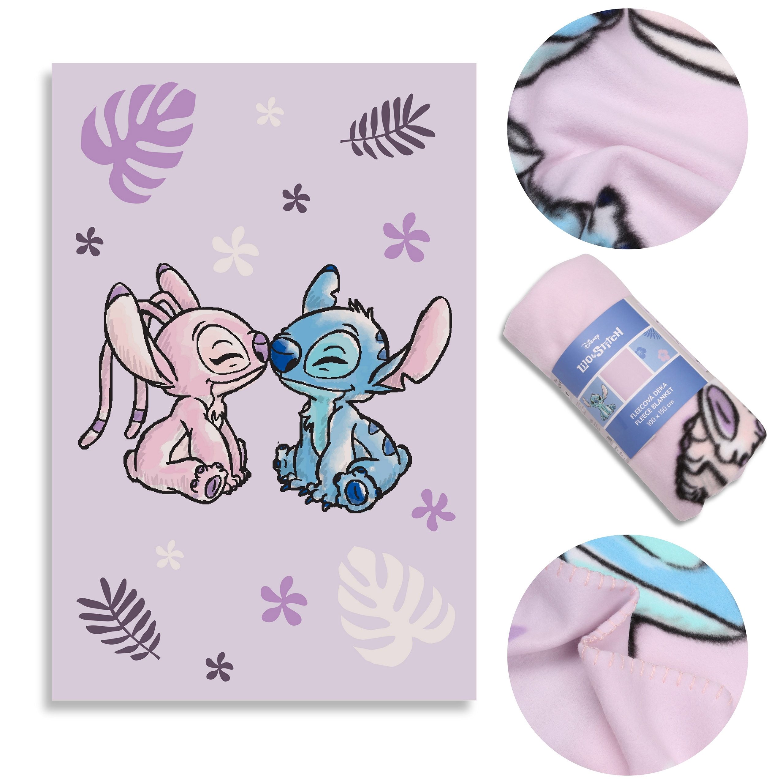 Babydecke DISNEY Stitch Hellviolette WEICHE Decke, Bettüberwurf für Kinder, Disney