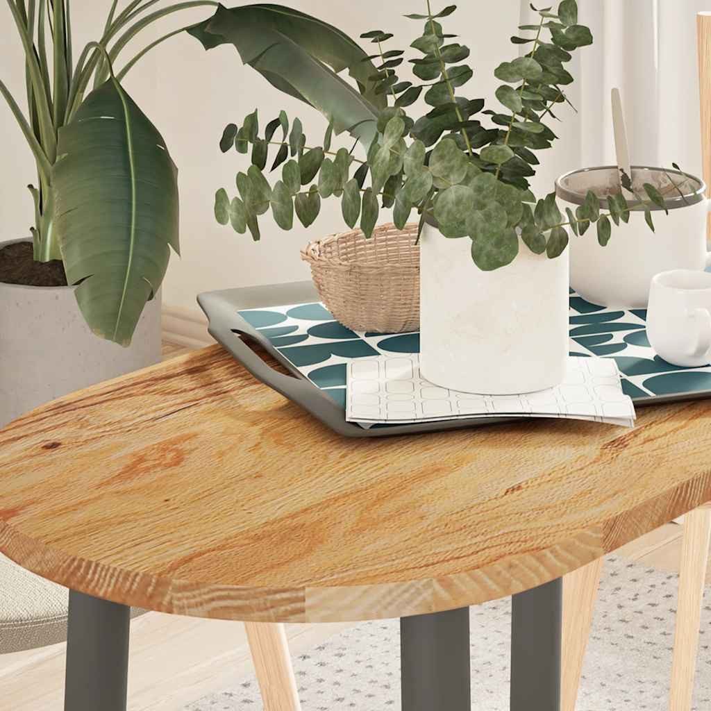 vidaXL Tischplatte Tischplatte Hellbraun 80x40x2 cm Massivholz Eiche Oval (1 St)