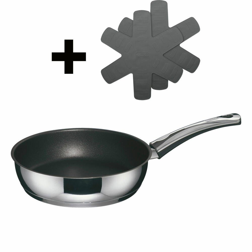 Berndes Schmorpfanne Injoy Special Edition 24 cm, Edelstahl (Set, 3-tlg), Mit 2 Silikon-Pfannenschützern