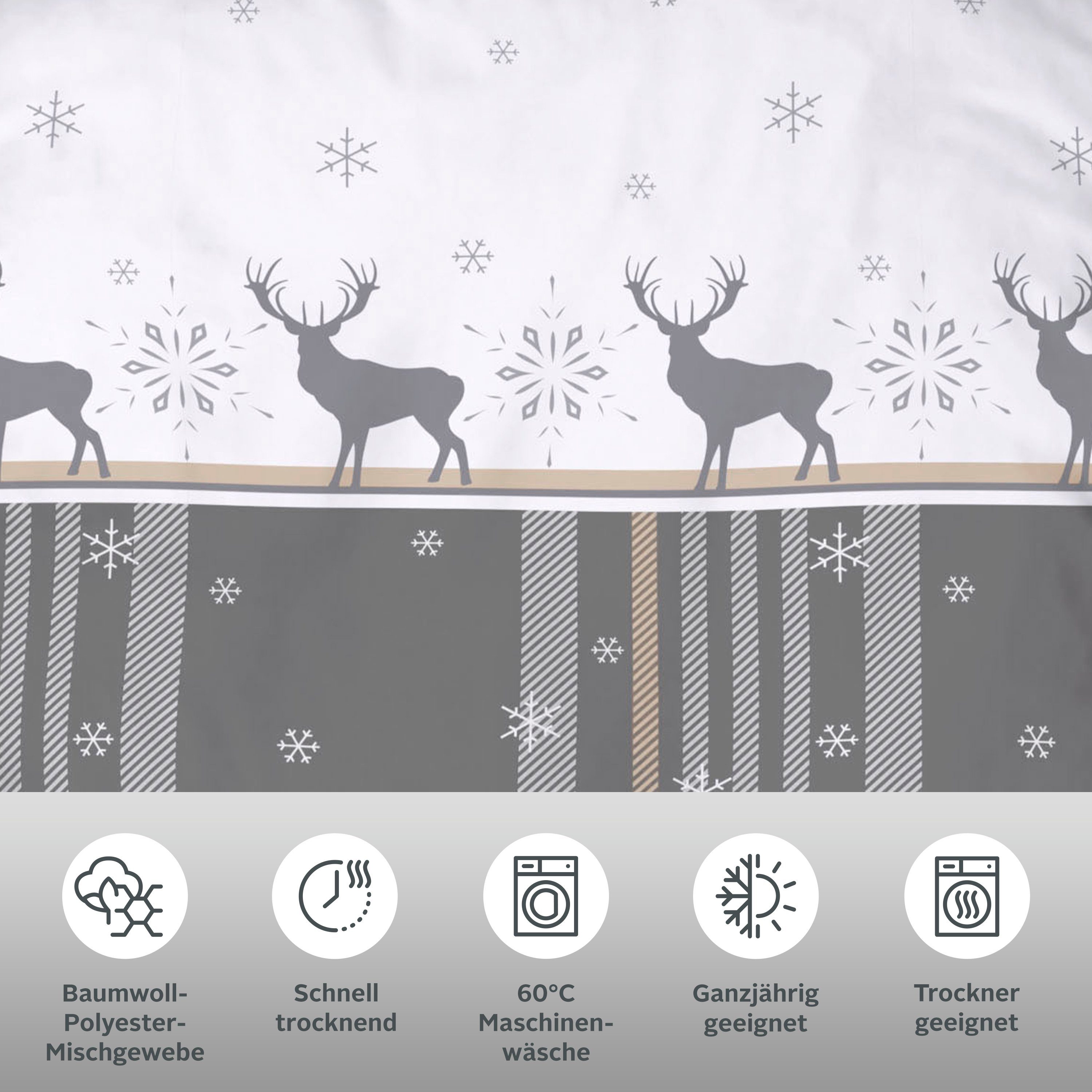 OTTO home Bettwäsche Wenda, Polycotton recycelt, 2 teilig, in Qualitäten PolyCotton (kühlend) + Biber (wärmend, 100% Baumwolle) – Bild 3 von 5