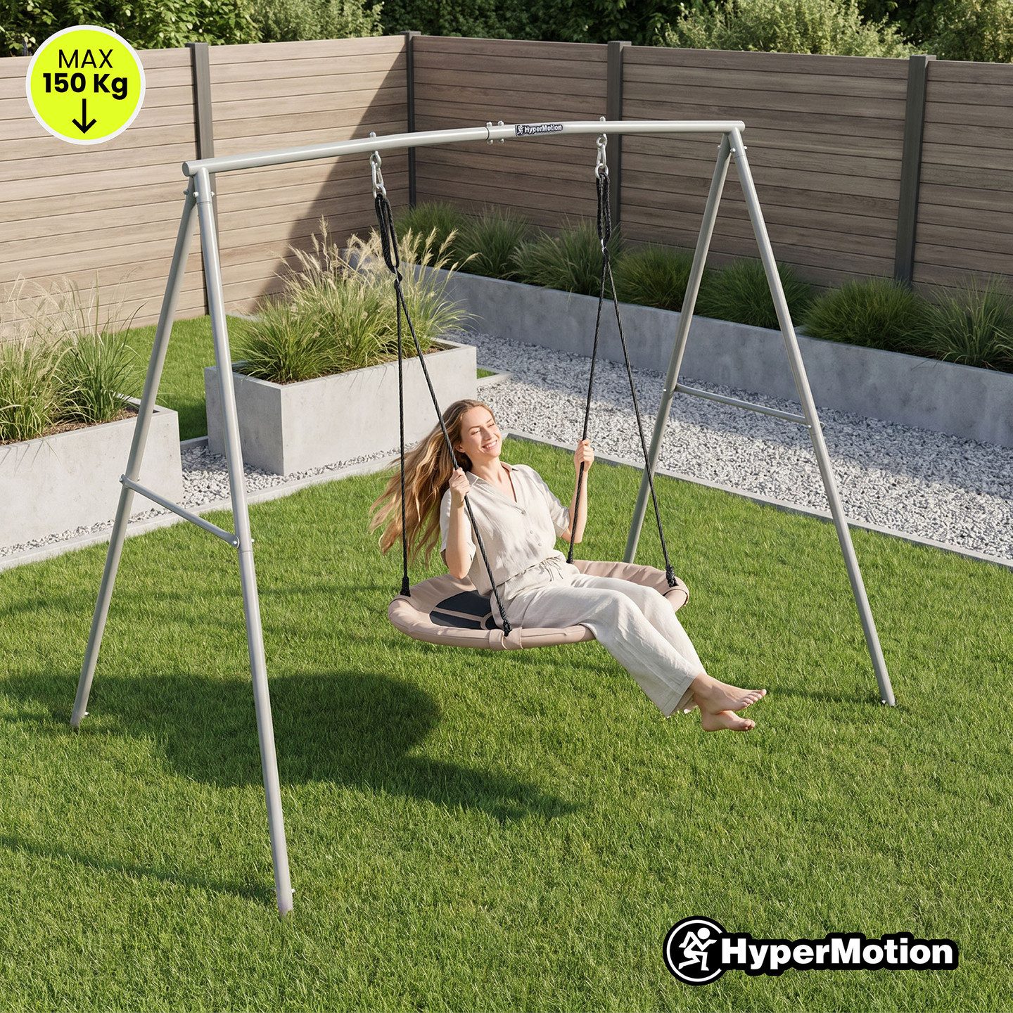 HyperMotion Nestschaukel HyperMotion Nestschaukel mit Gestell 100 cm Garten Schaukel