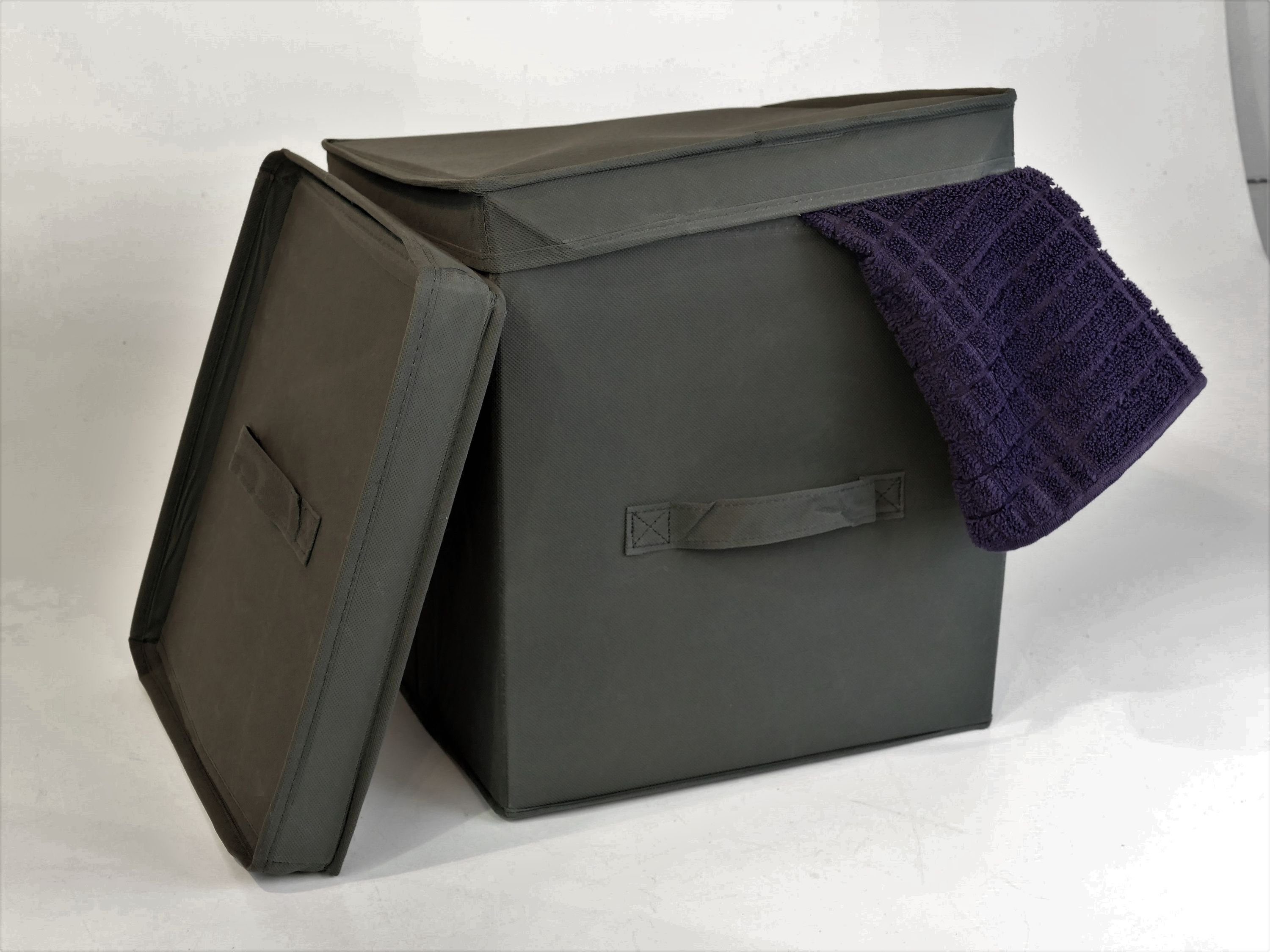 Dekokorb Ordnungsboxen Levi Anthrazit 2er SET Aufbewahrungsbox Grau Regalbox