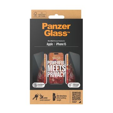 PanzerGlass Privacy Screen Protector Glass für iPhone 15, Displayschutzglas, Ultra Wide Fit