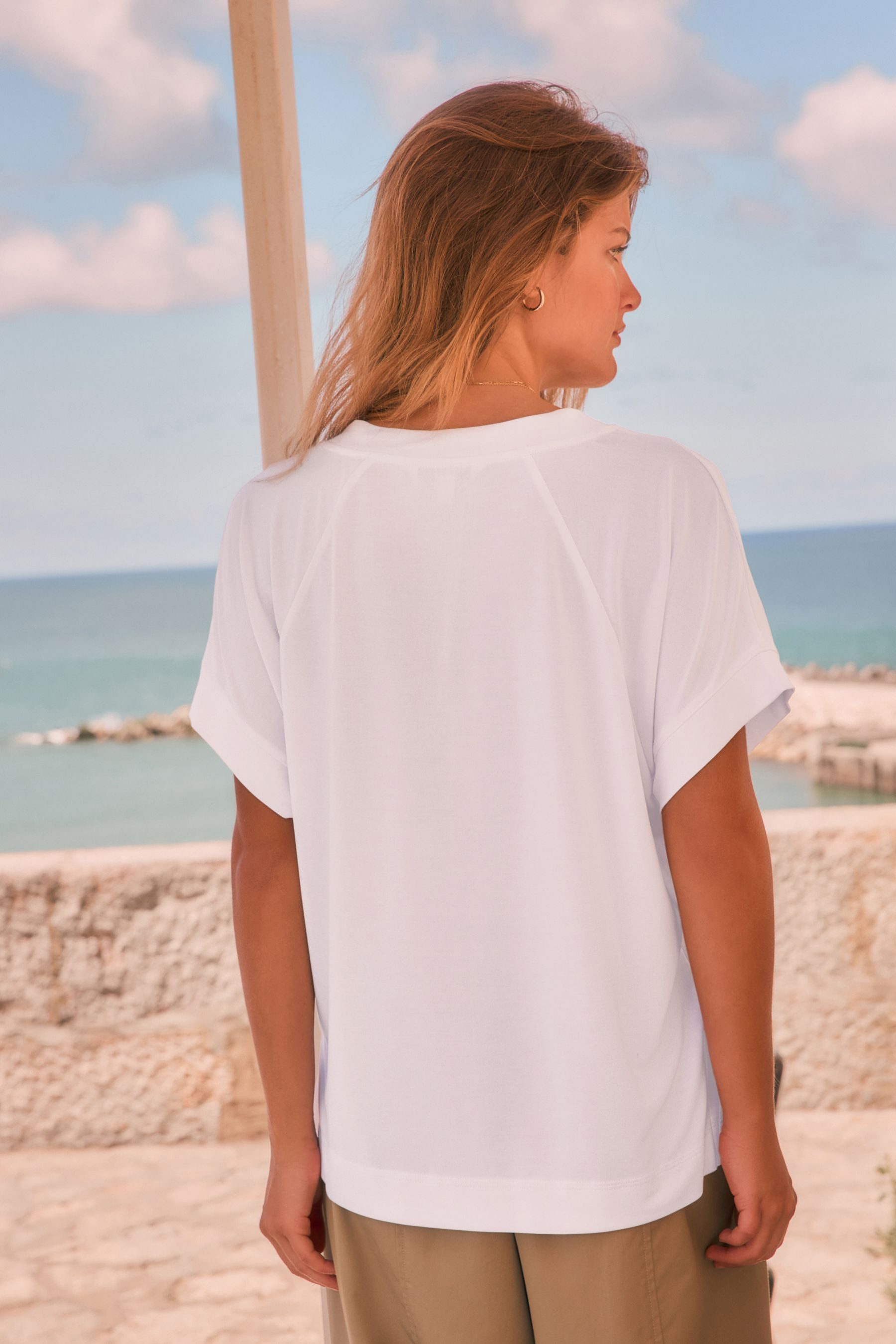 Next V-Shirt Kurzärmeliges Premium-Oberteil mit V-Ausschnitt (1-tlg) günstig online kaufen