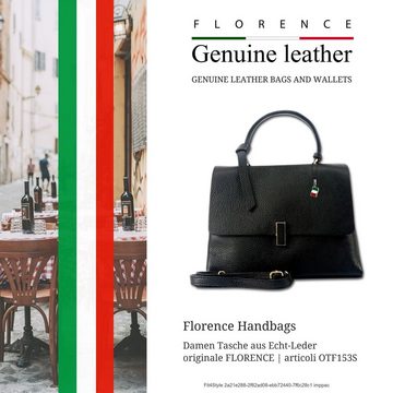 FLORENCE Umhängetasche Florence Umhängetasche Damen Handtasche (Umhängetasche), Damen Leder Umhängetasche, schwarz ca. 31cm