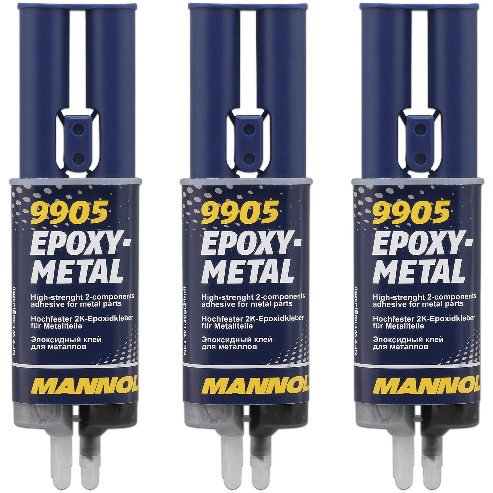 Mannol Kabelbinder 3x 2K-Epoxidkleber für Metallteile Epoxy-Metal 30 g Typ 9905