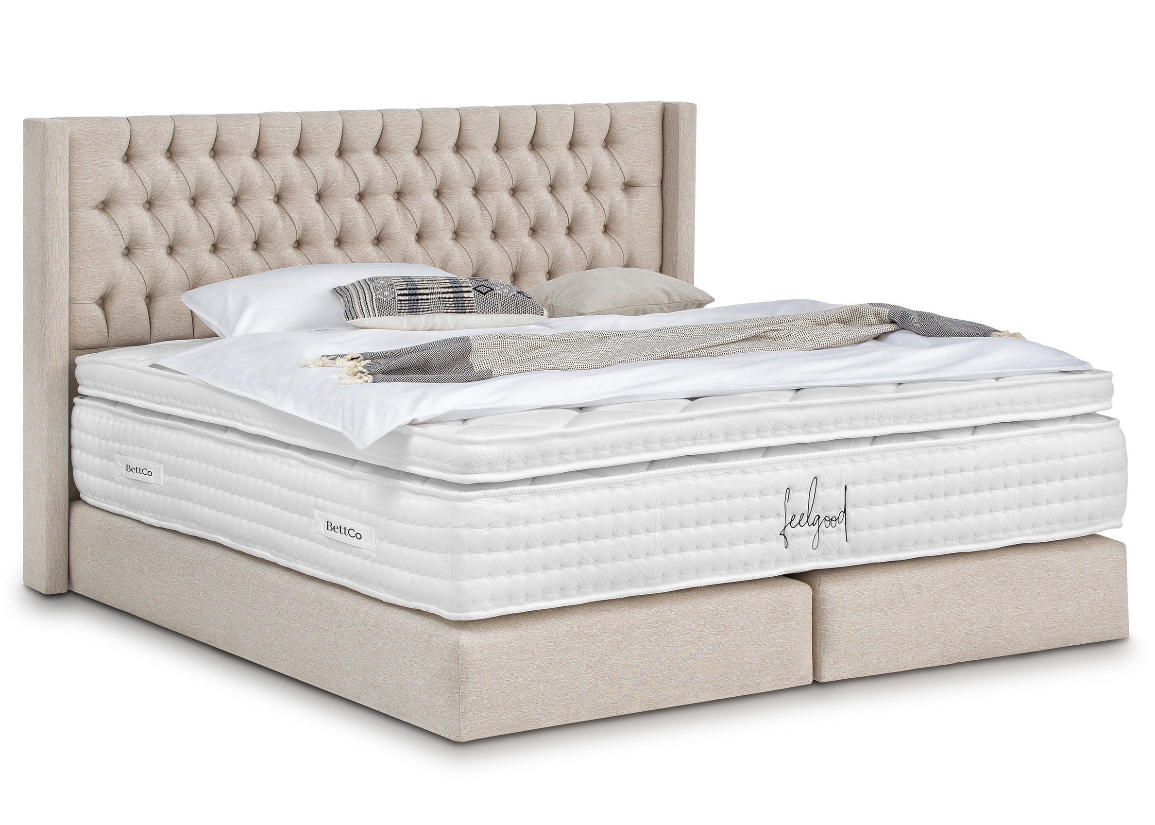 BettCo Boxspringbett Florida (in Beige Webstoff, günstig online kaufen