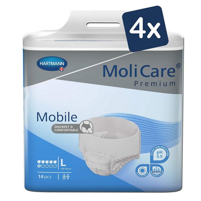 Molicare Inkontinenzslip Premium Mobile Einweghosen: Für Frauen und Männer 6 Tropfen Größe L 14 Stück (4x14)