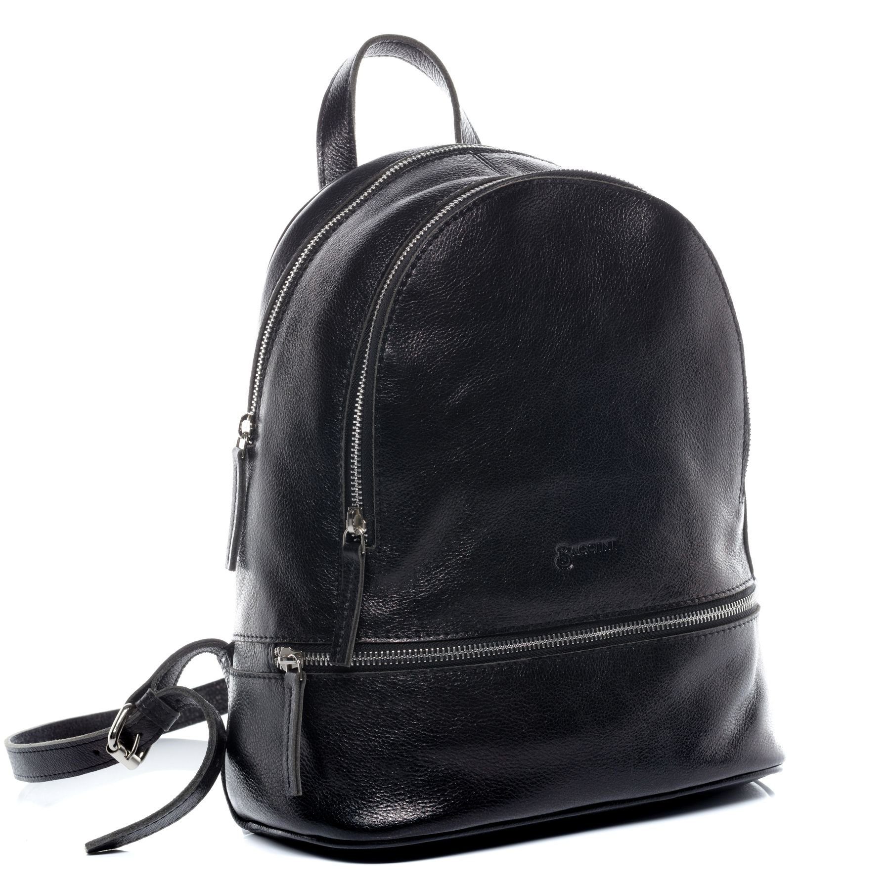 BACCINI Rucksack echt Leder Rucksack groß schwarz-schwarz, Cityrucksack Echtleder, Leder-Rucksack Daypack Damen schwarz